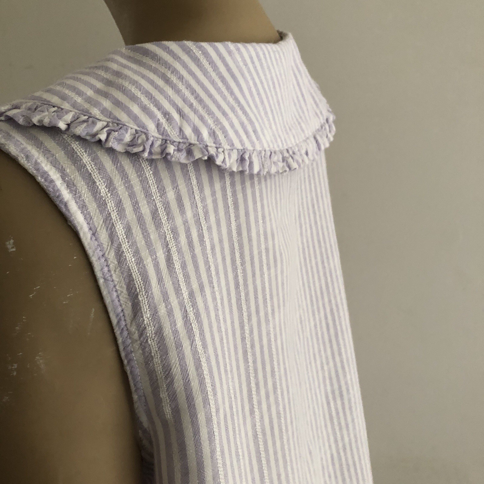 Vintage Style Lilac White Pinstripe Cottagecore Prairie Blouse Top • 18