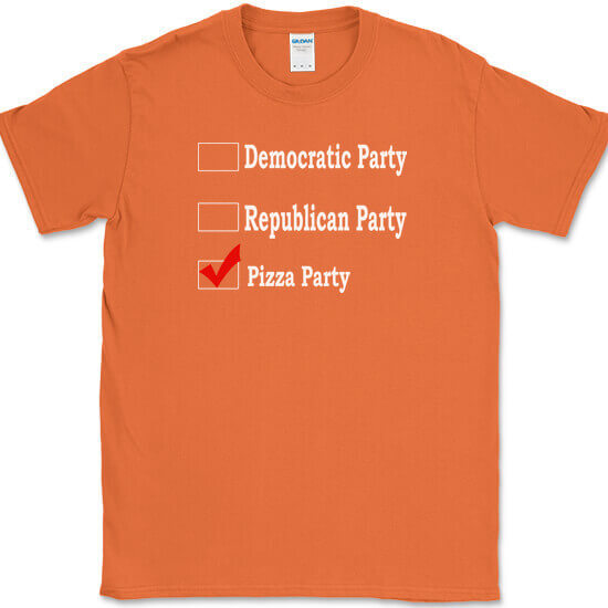 Republican Party Democrat Party Pizza Party T-Shirt Funny Political Food Tee