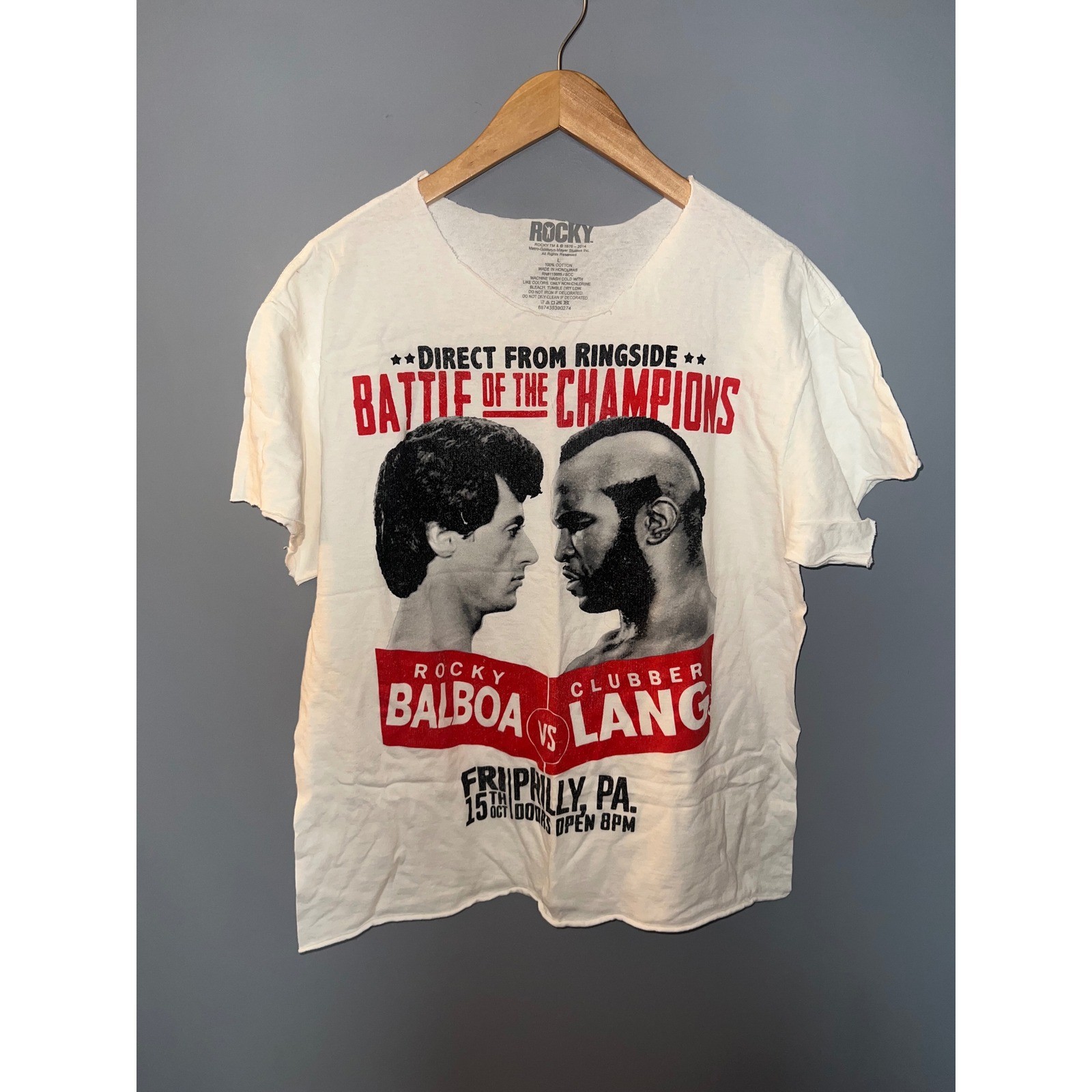 Rocky Balboa vs Clubber Lang Battle of the Champions Graphic Tee White Large