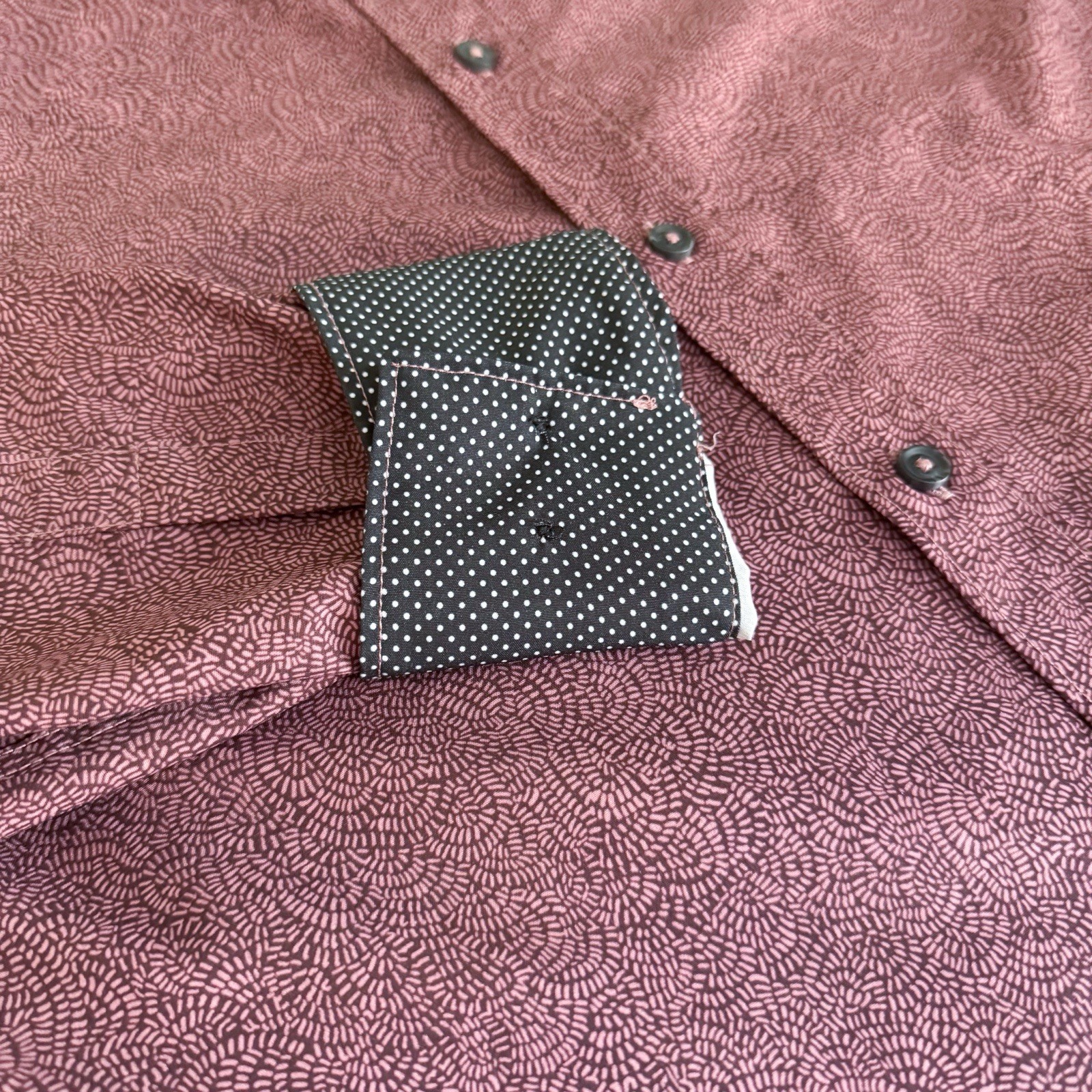 Construct Slim Fit Button Down Mens MEDIUM Long Sleeve. Maroon All Over Print