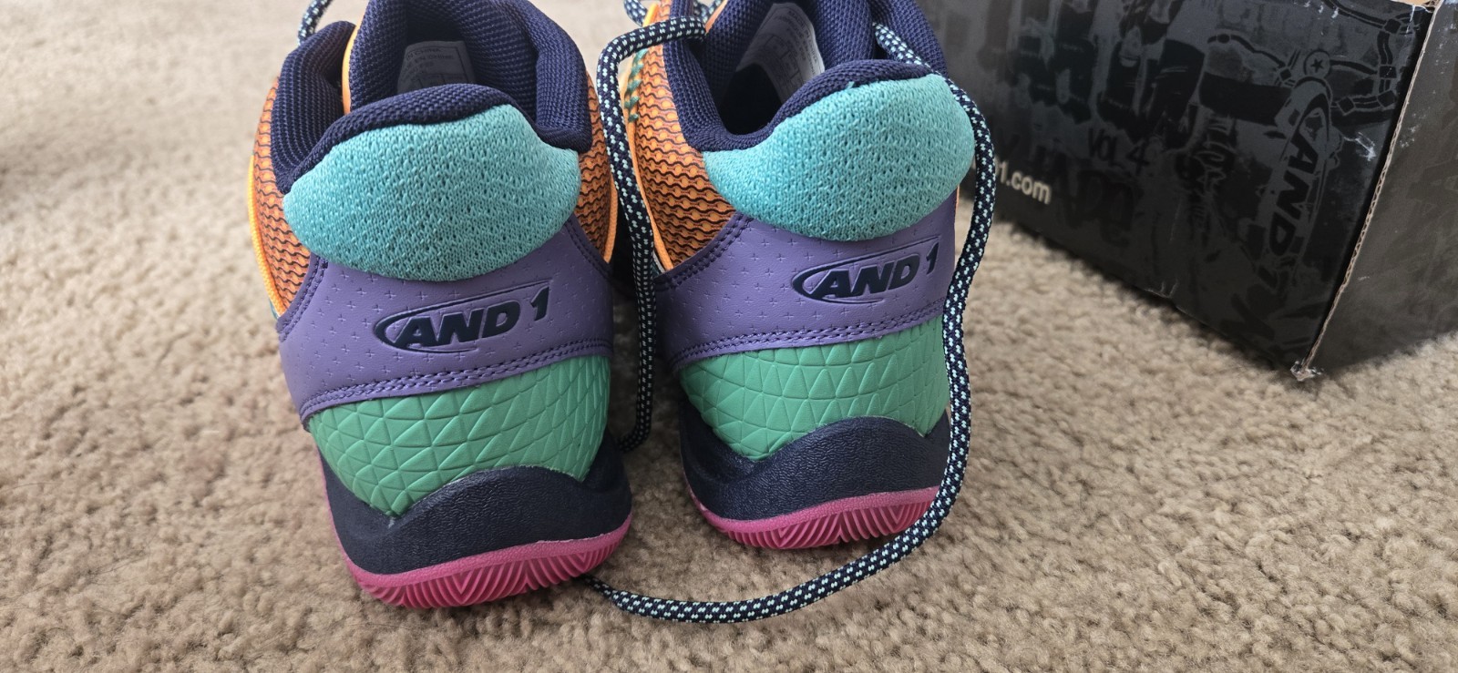 AND1 Explosive T Orange Teal Pink Purple Navy Low Top Lace-Up Athletic Sneaker