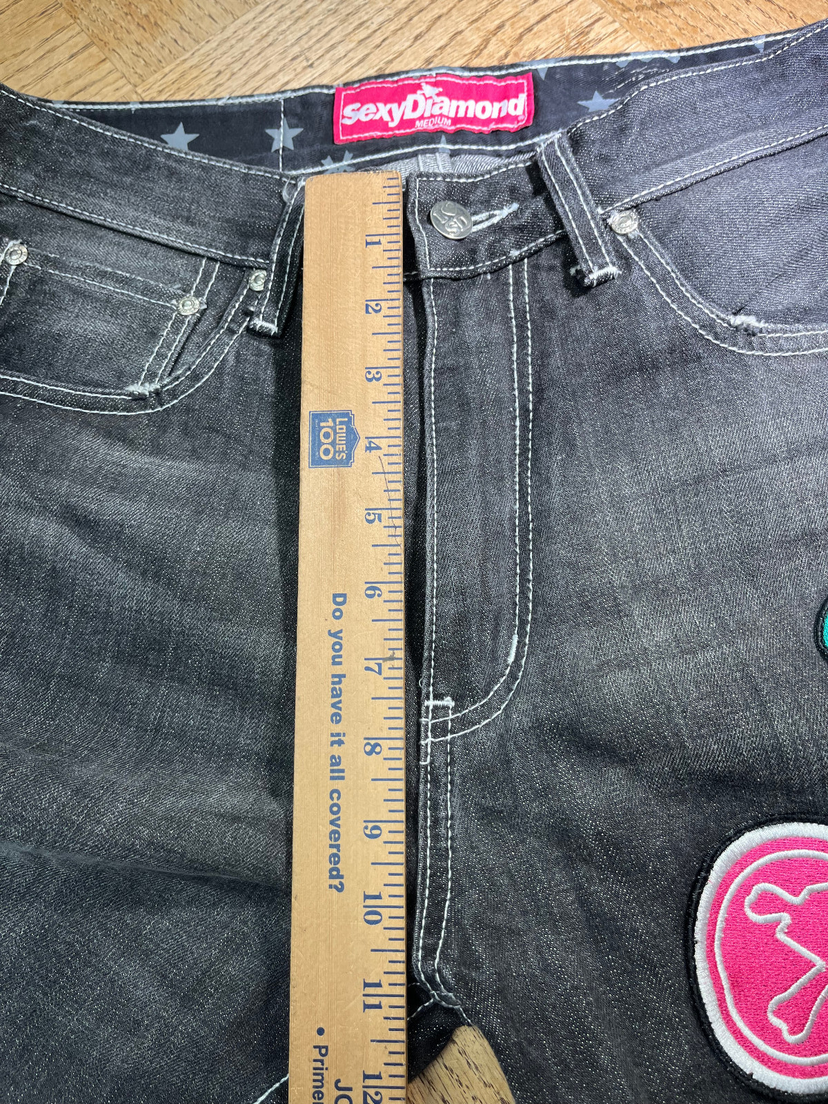 Sexy Diamond Selvedge Denim Vintage 30 x 32 Japanese Street Wear Patches