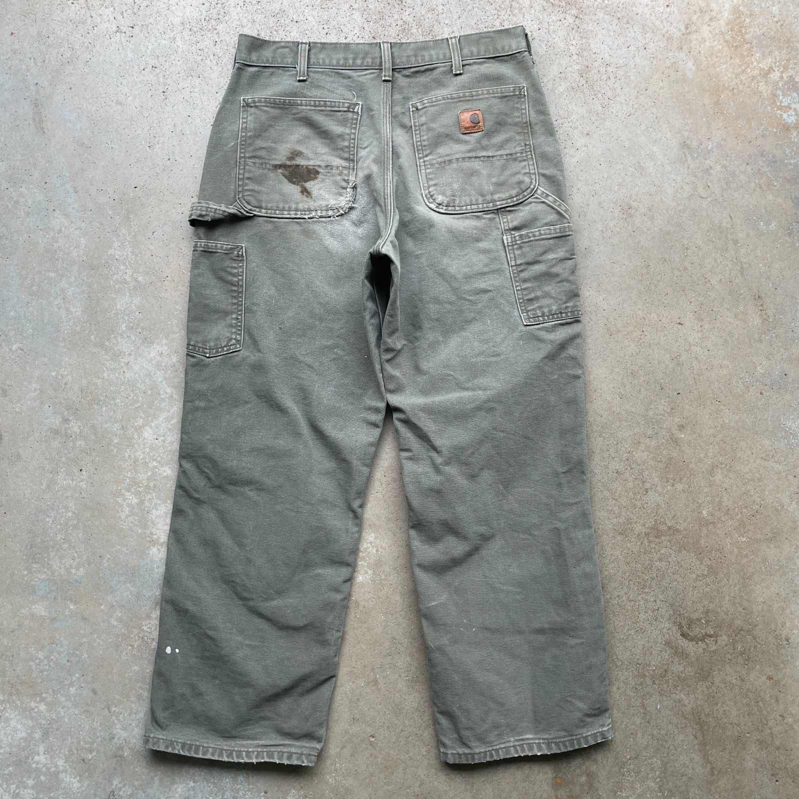 Carhartt B11 Mos Green Canvas Pants Men’s 32×28 Dungaree Fit Distressed