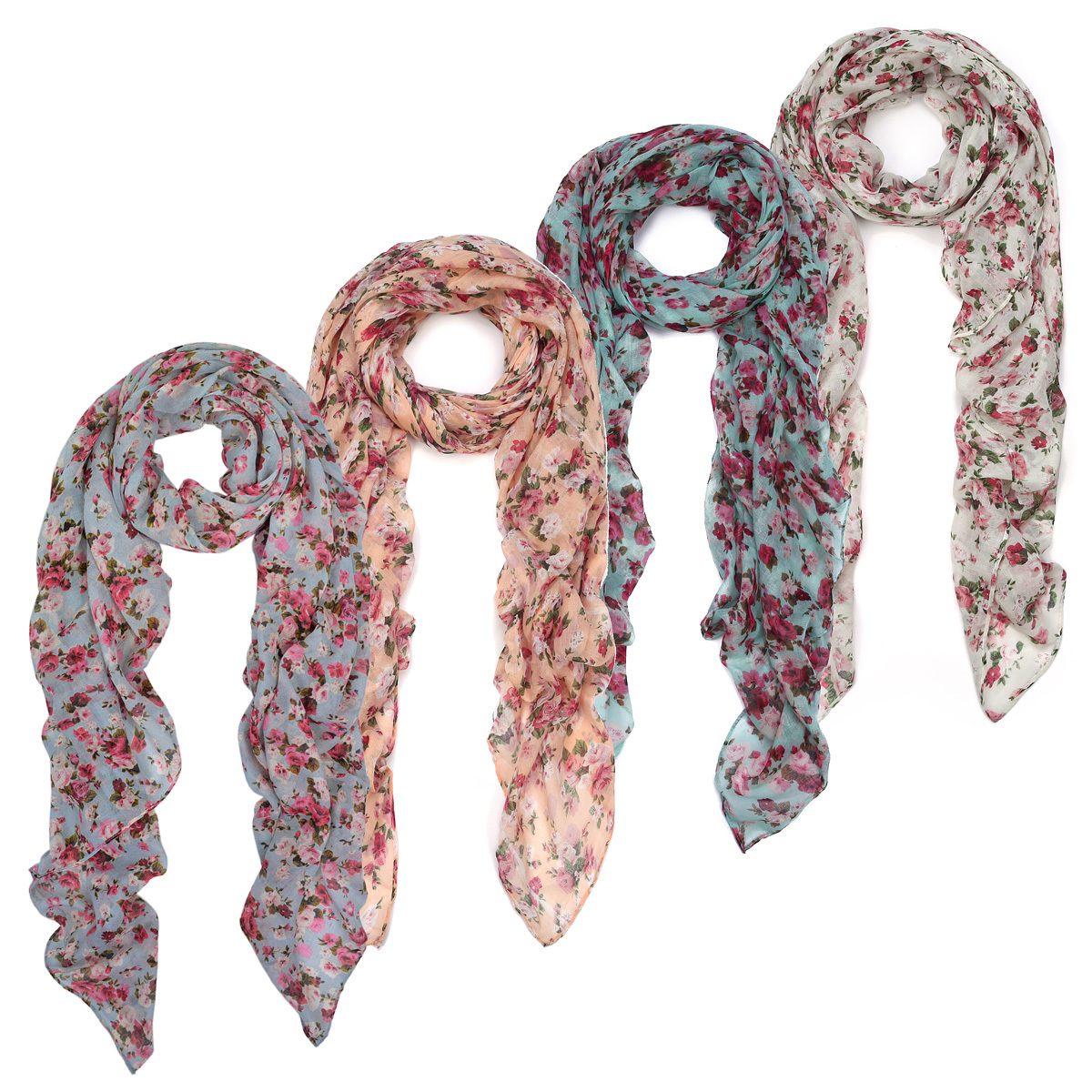 Elegant Floral Print Fashion Scarf Wrap – Different Colors Available