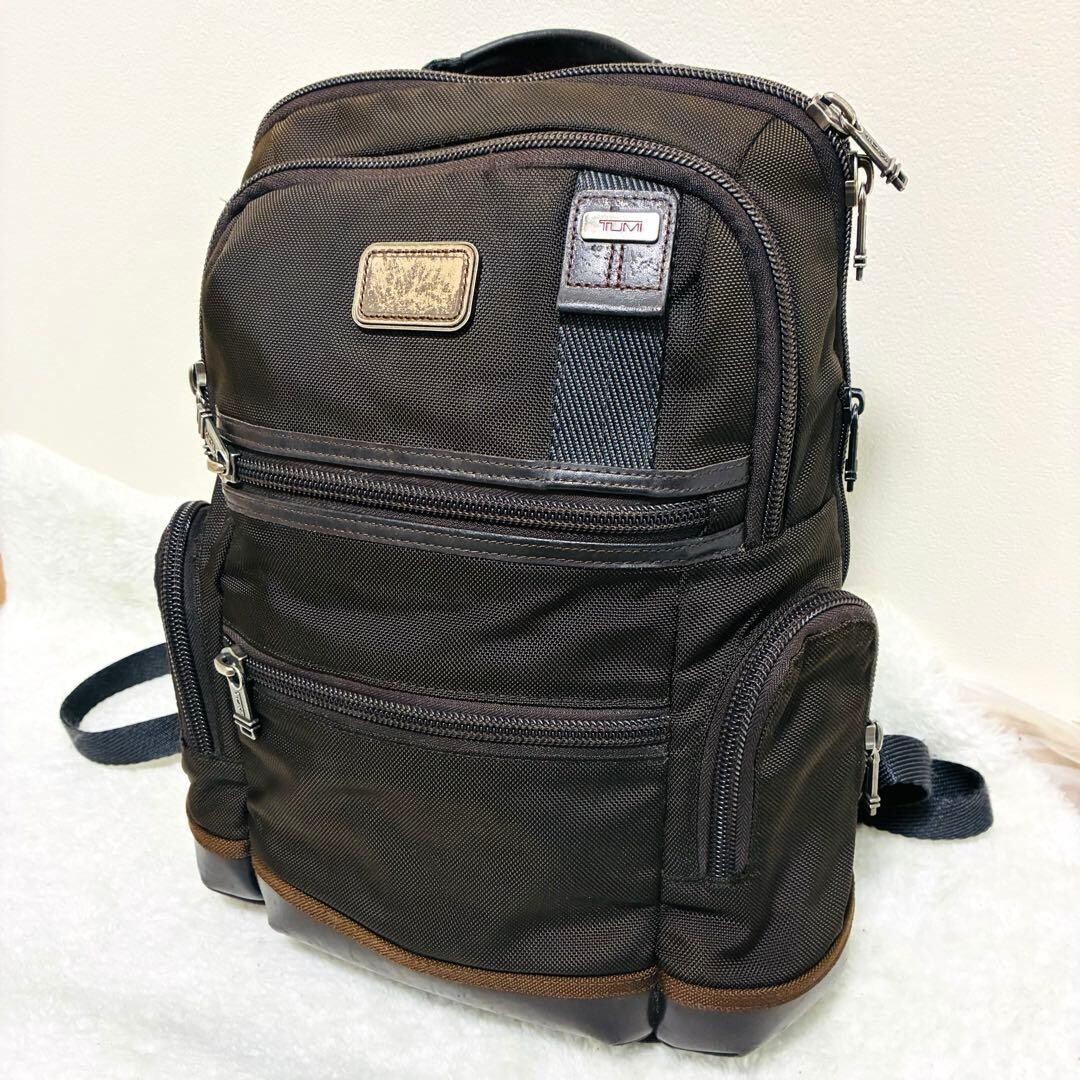 TUMI Alpha Bravo Knox Backpack Black Brown Ballistic Laptop Expandable Authentic