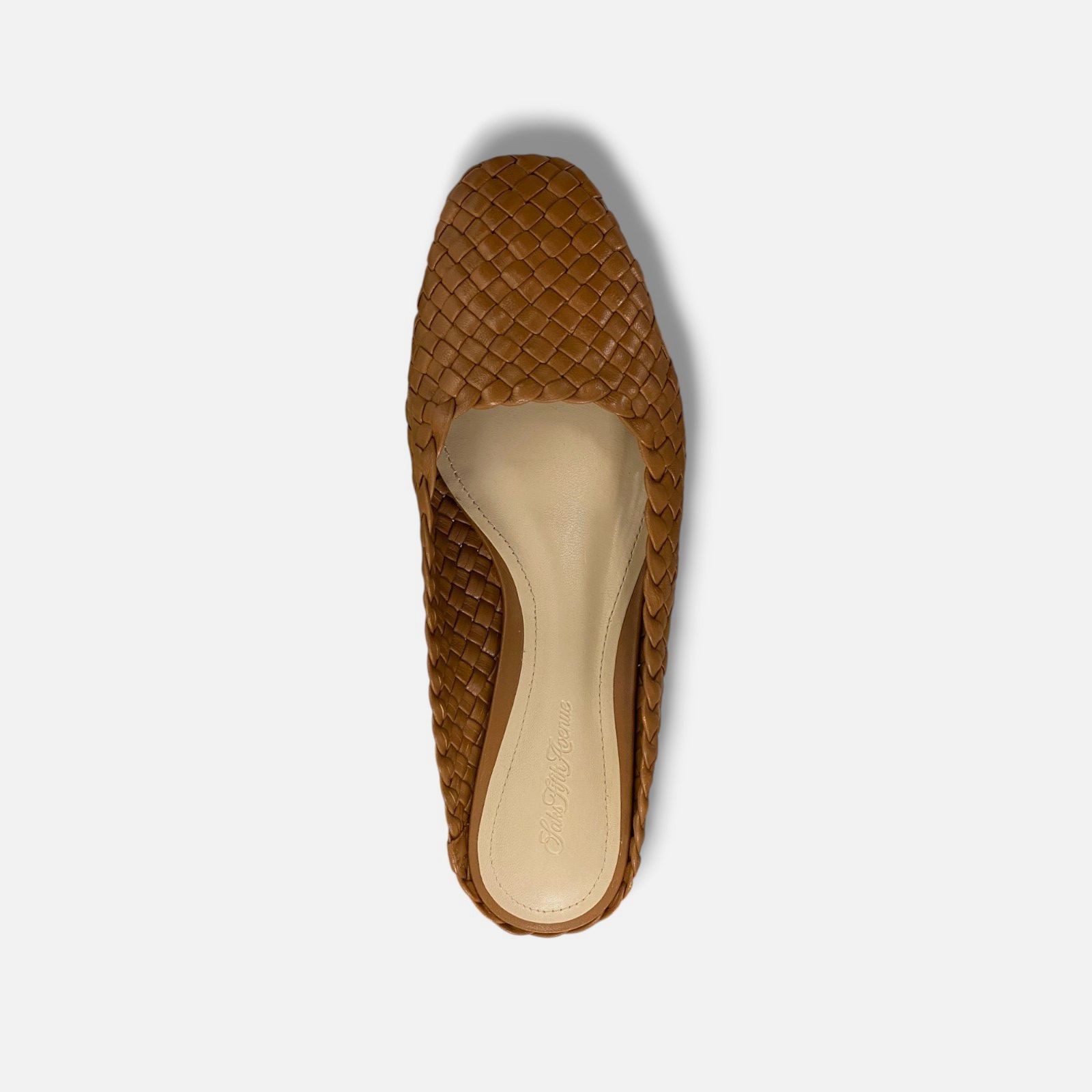 Saks Fifth Avenue Women’s Brown Woven Leather Mule Flats Shoes Size EU:37 US:7