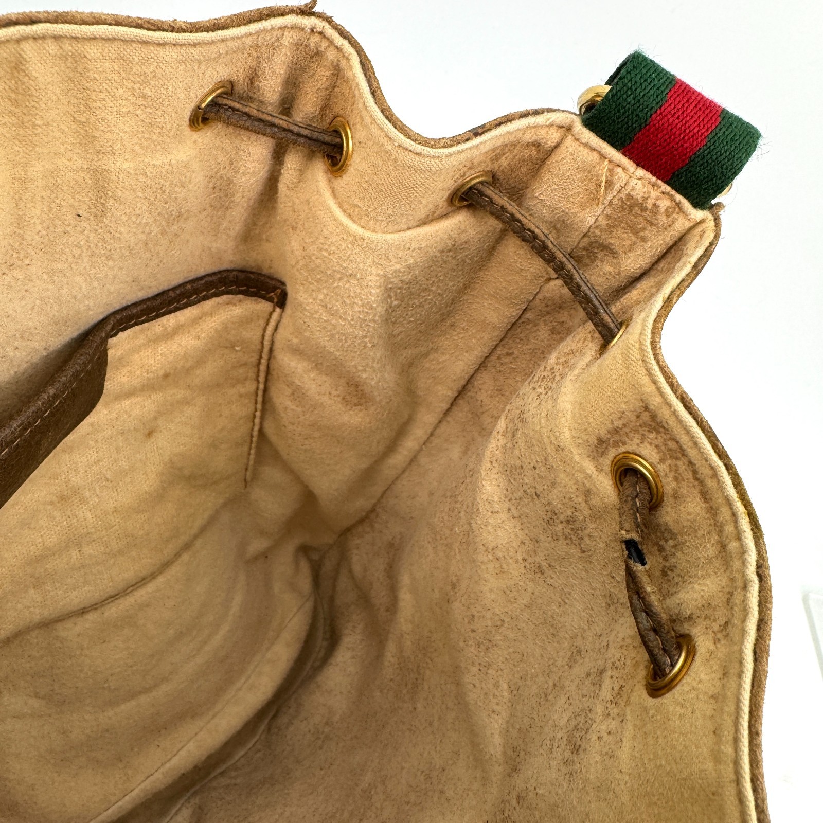Vintage GUCCI Sherry Shoulder Bag Drawstring GG