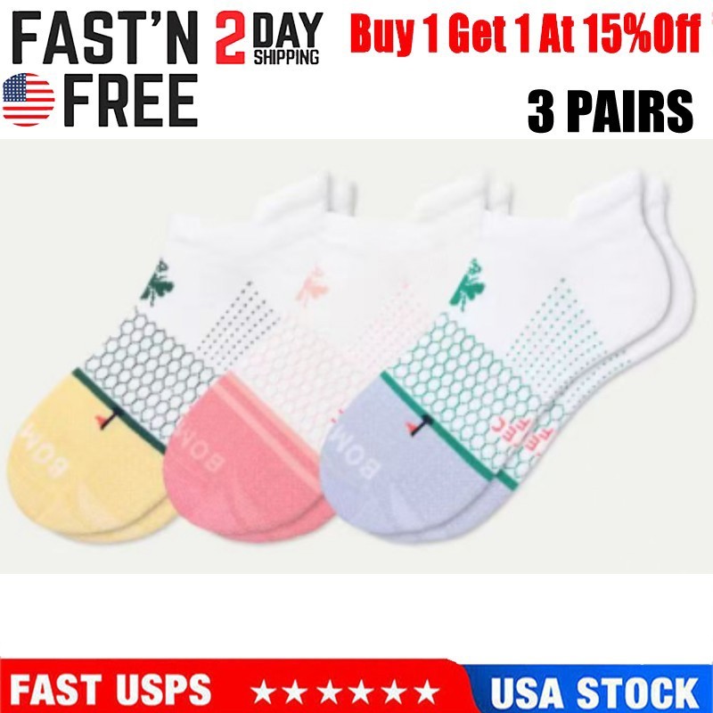 3 pairs/Set Bombas Women’s Solid Honeycomb Ankle socks – Size Medium 8-10.5 HOT