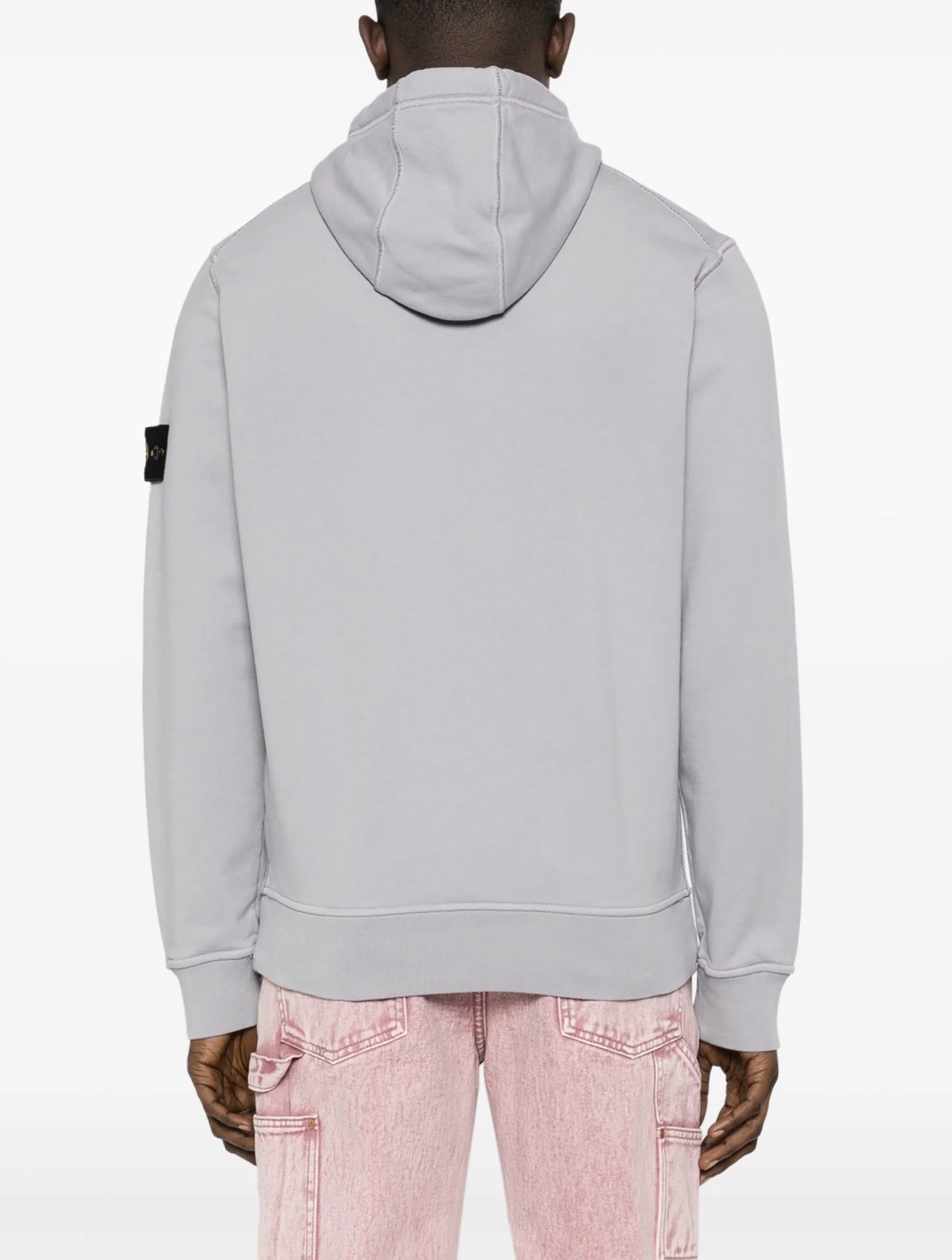 Stone Island Logo Patch Jersey Cotton Hoodie Anthracite Grey