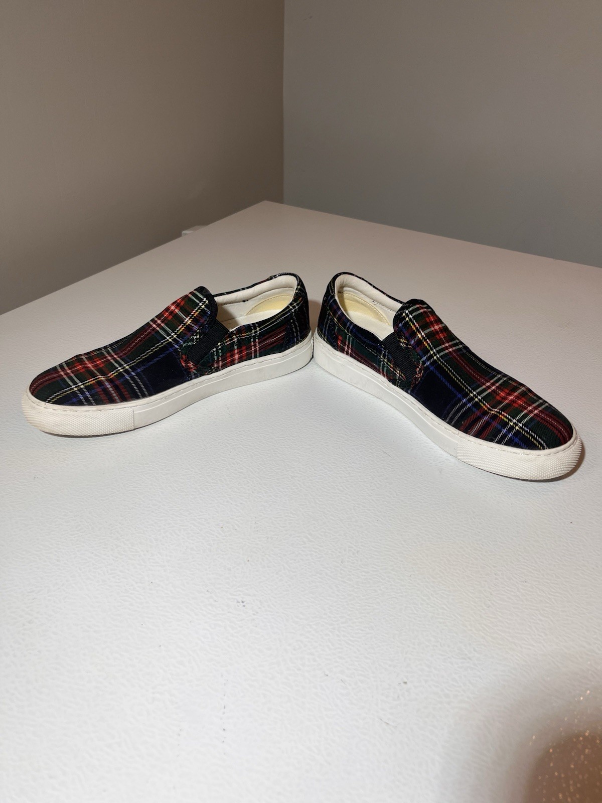 J.CREW Men’s Multicolor Plaid Canvas Slip-On Sneakers Rubber Sole US 7.5 M