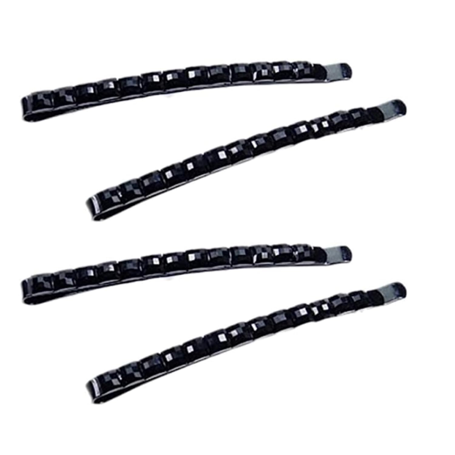 4Pcs Black Rhinestone Barrettes,Crystal Diamond Bobby Pin,Shiny Hair