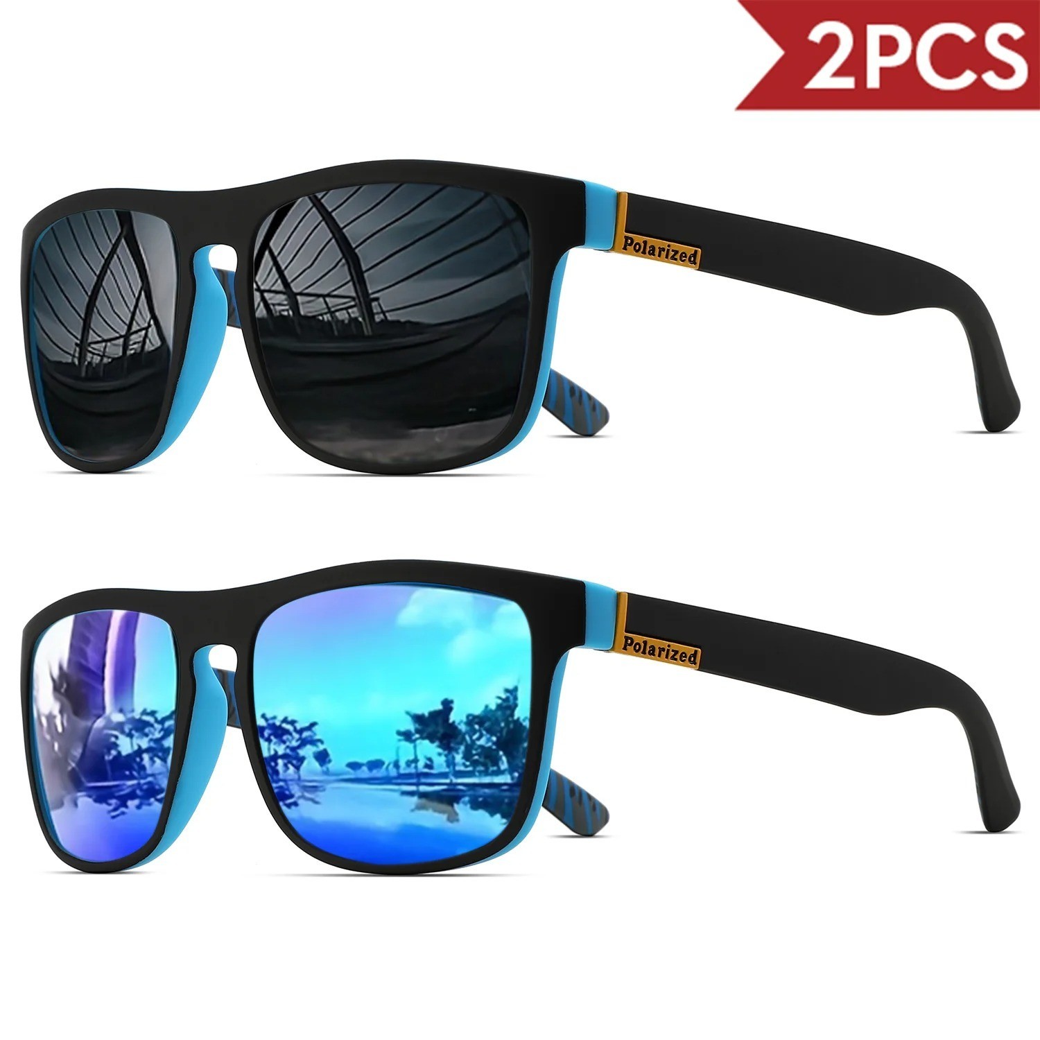 4PCS Wood Grain Spring Hinge Sunglasses Square UV400 Retro Unisex