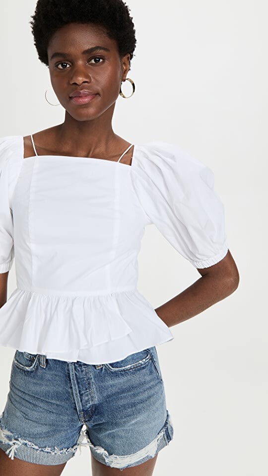 ULLA JOHNSON Women’s Carlotta Blouse In White Blanc