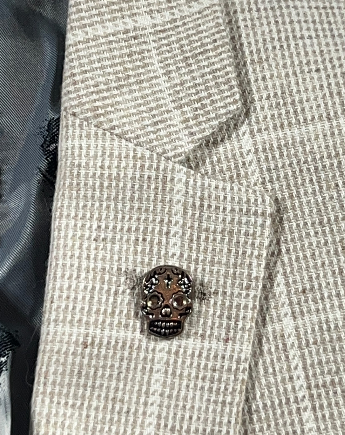 TWISTED TAILOR STONE WINDOWPANE CHECK PLAID SKULL PIN BLAZER JACKET SZ 38 R 38R