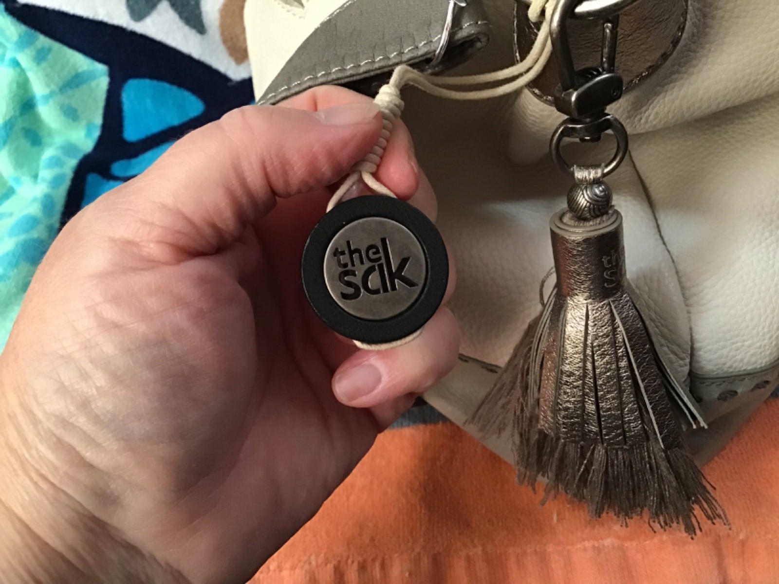 The Sak Gray, Bone & Metallic Leather Shoulder Bag or Crossbody – 14W x 11H x 4D