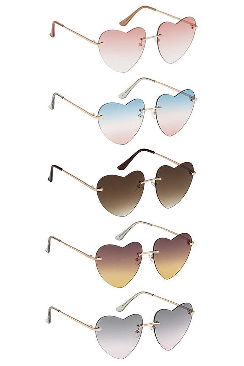 Heart Shape Love Womens Rimless Elegant Sunglasses Retro Vintage Designer