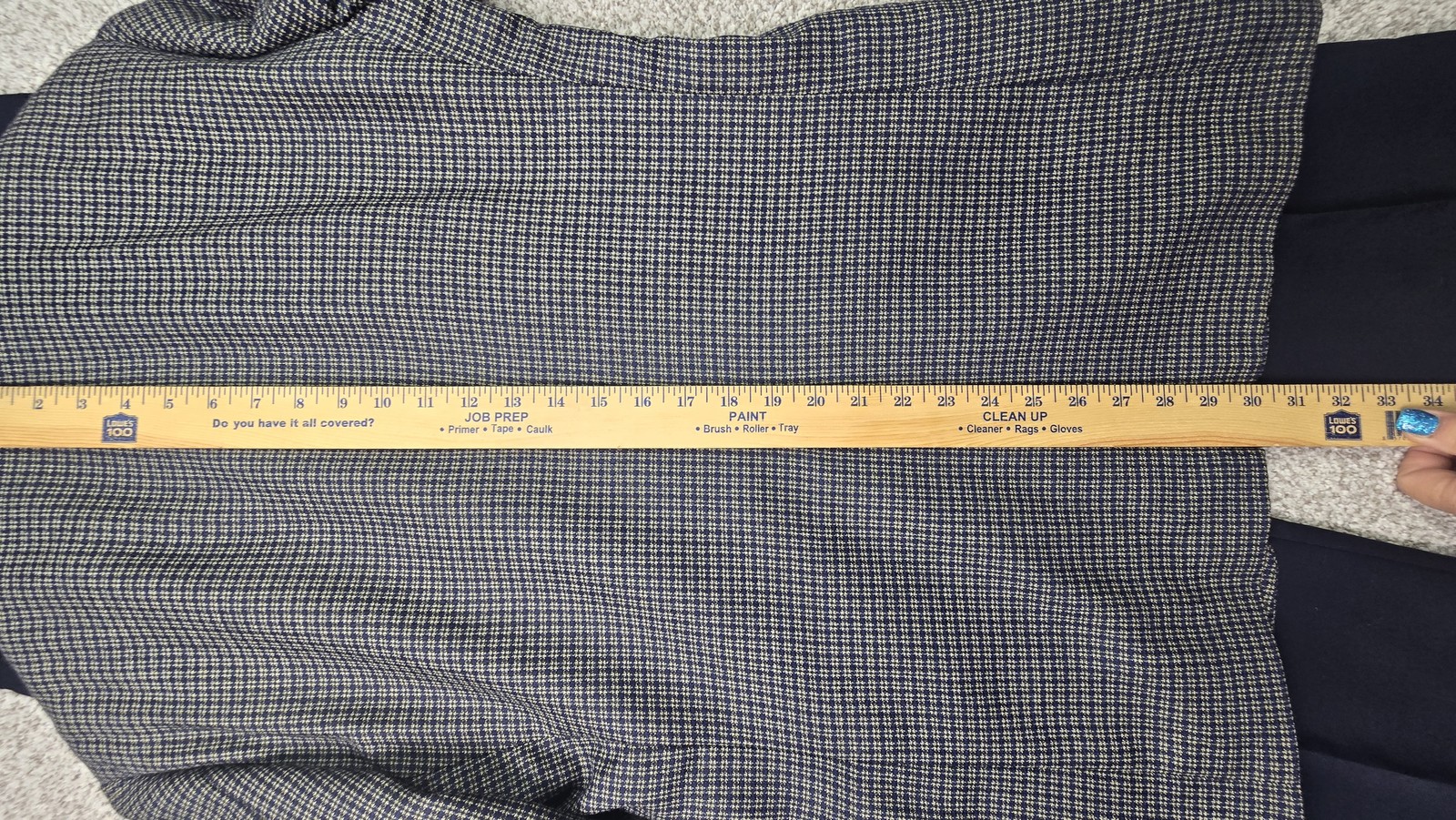 Vintage Corporate Image Suit Mens 44 Gray Blue Plaid Wool Sport Coat Pants 32×29