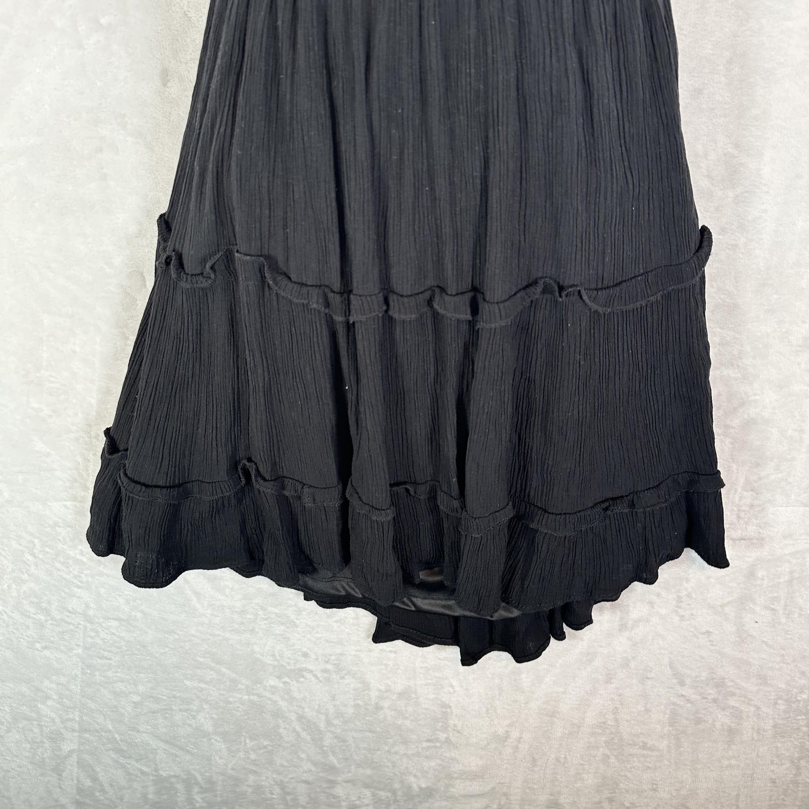 Streetwear Society Dress Womens Medium Black Crochet Ruffle Tie Back Boho Beachy