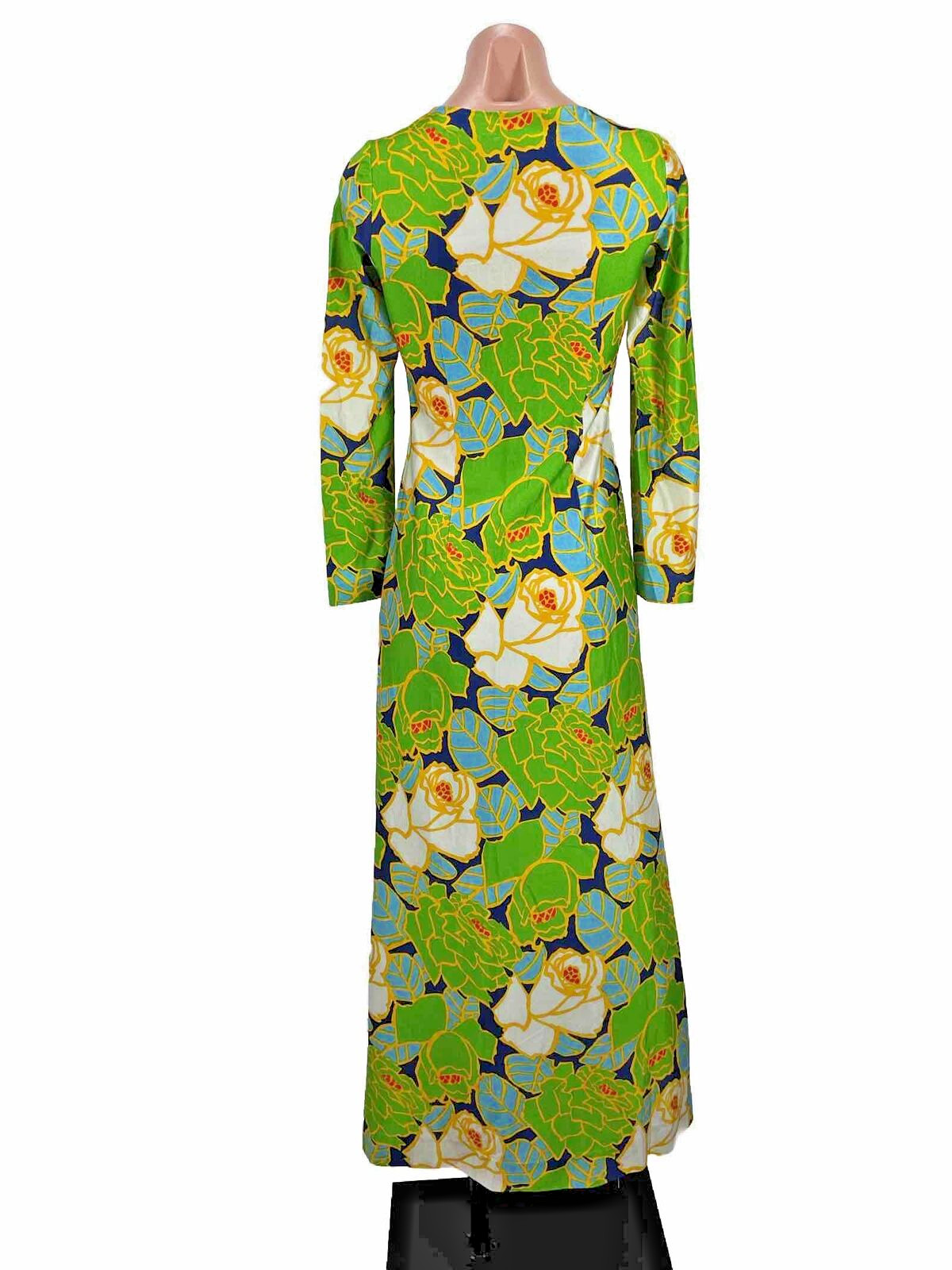 Vintage 70s Kaftan PSYCHEDELIC Sheath Dress Hippie Festival Kaftan Neon Floral