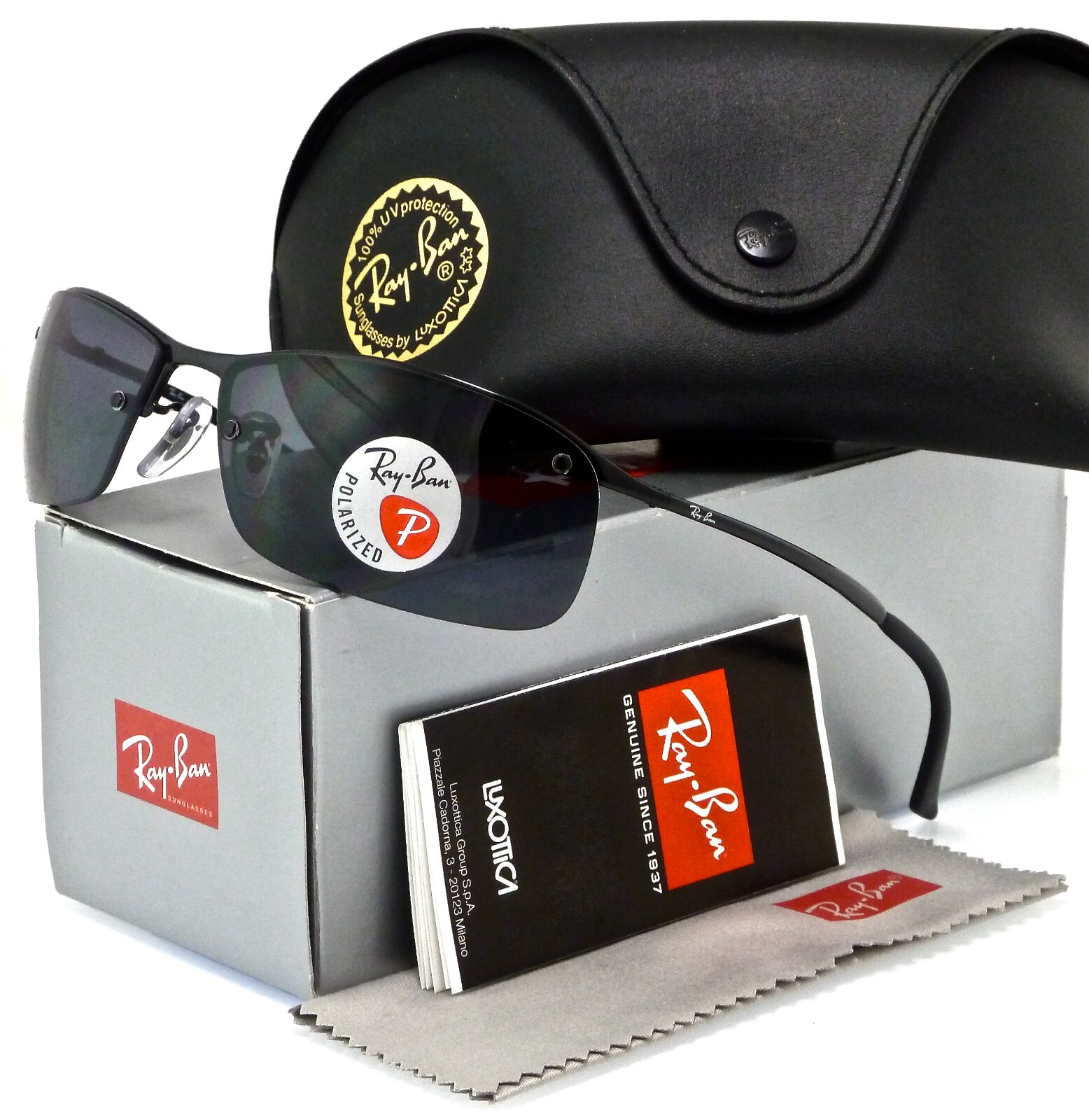Ray-Ban RB3183 Black l Polarized Grey Gradient RB3183 002/81 63mm