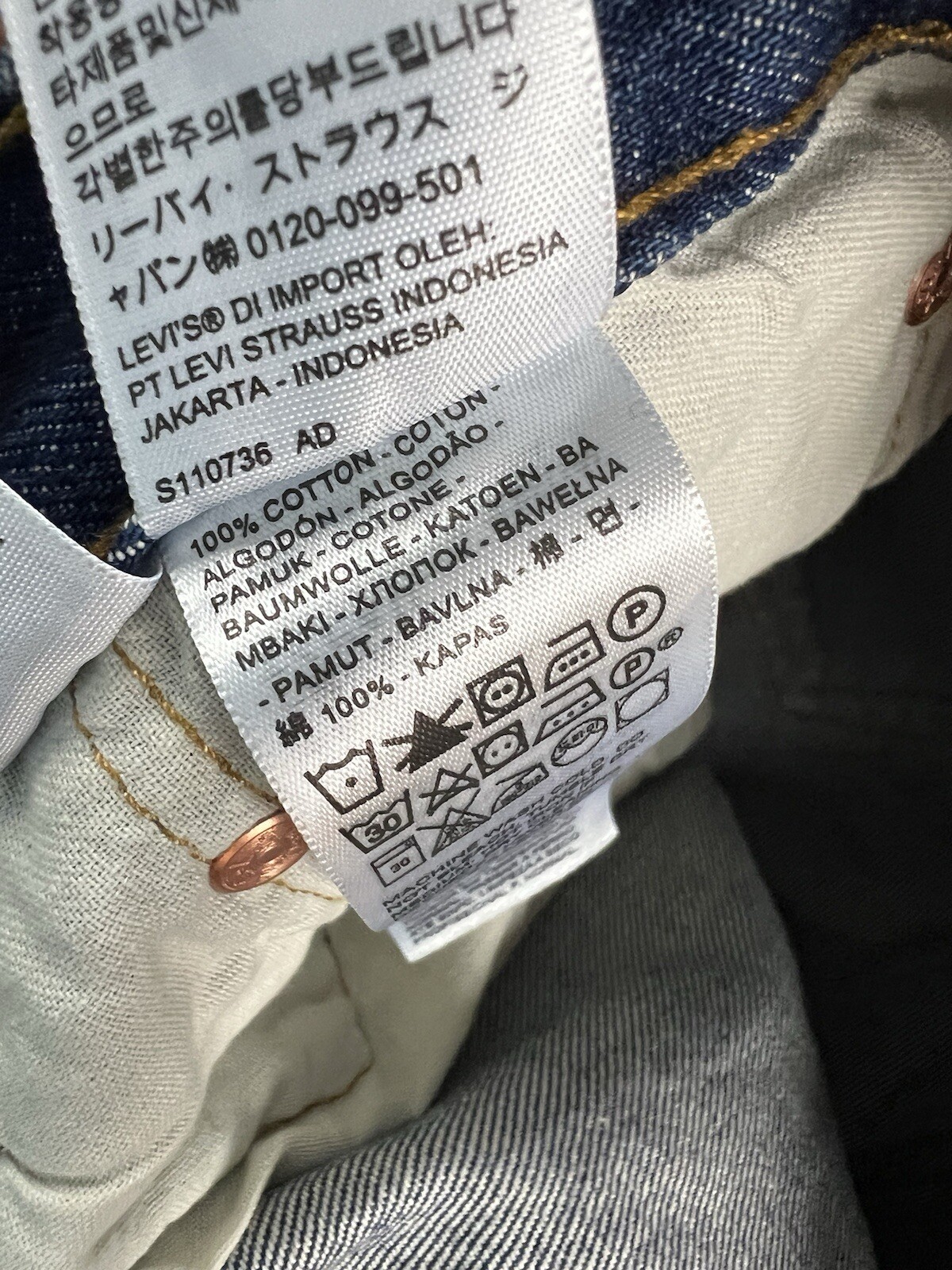 LEVI’S 501 Regular Fit Straight Leg Button Fly Jeans W38 L30 Dark Stonewash NWT