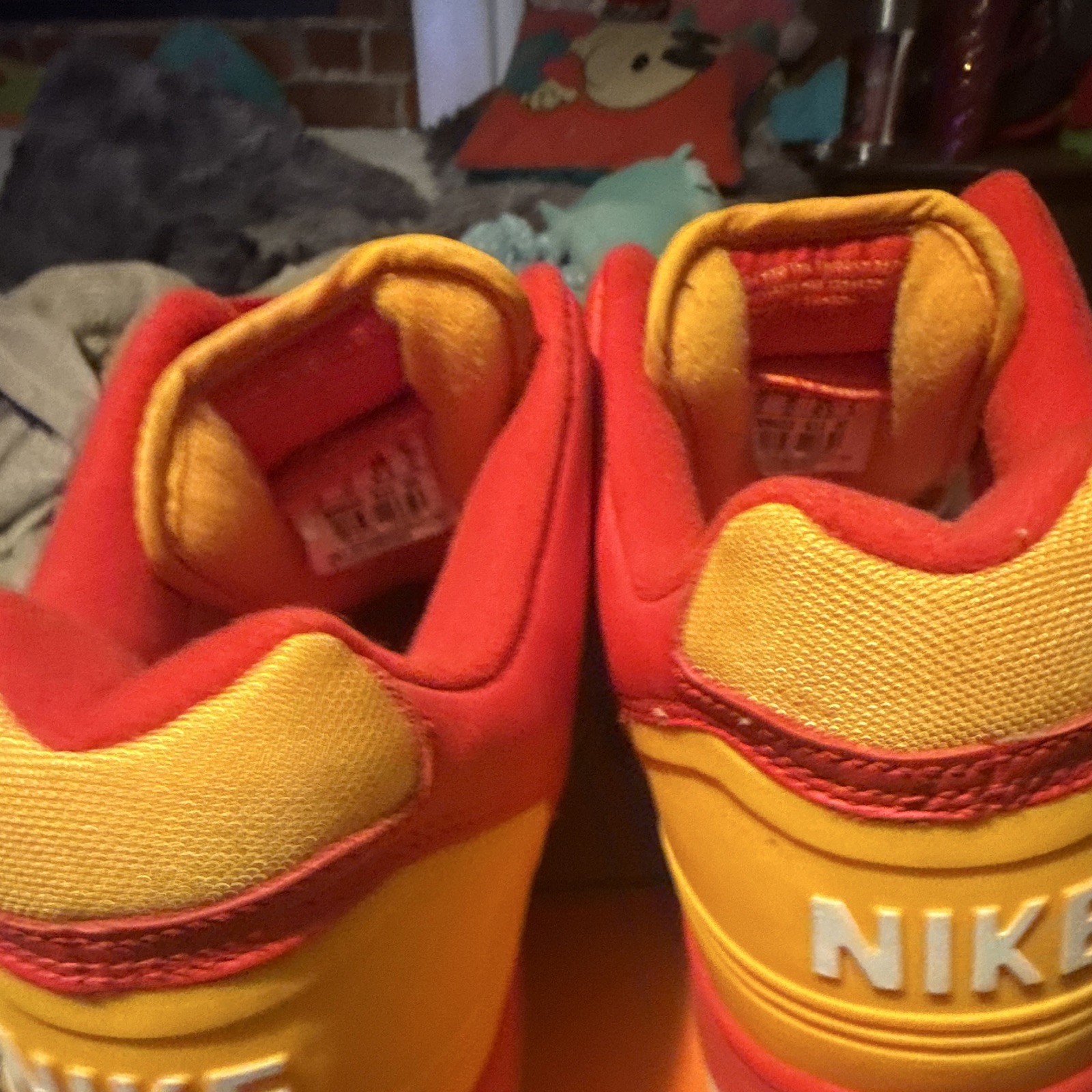 Nike Air Force 1 Low Top Men’s Sneaker Red Yellow White Lace-Up Solid