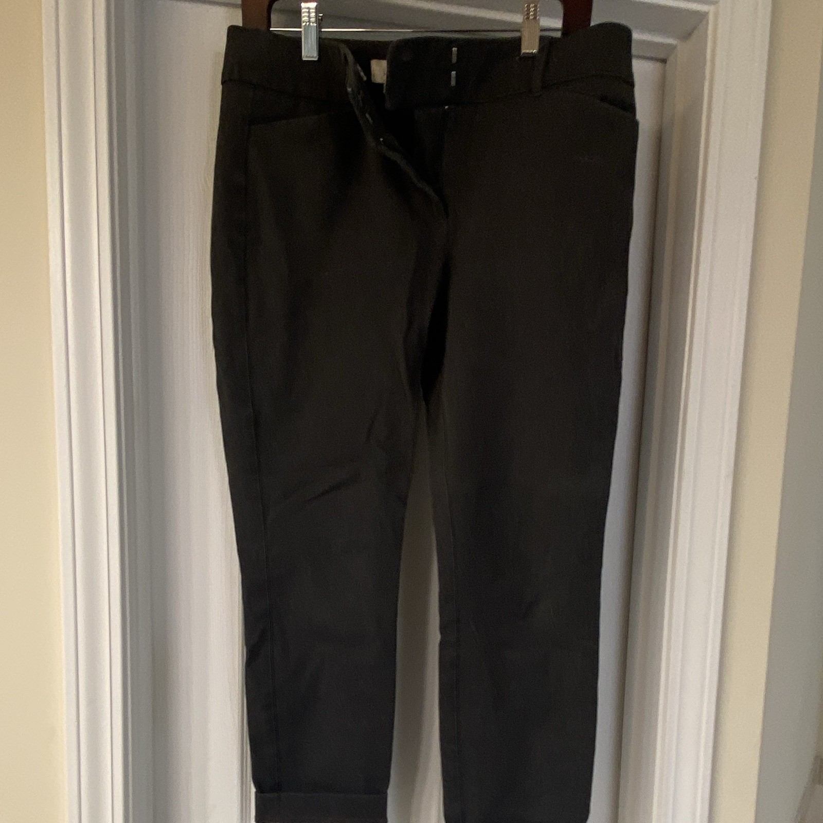 LOFT Women’s Black Slim Fit Dress Pants Flat Front Tapered Twill Cotton Pockets