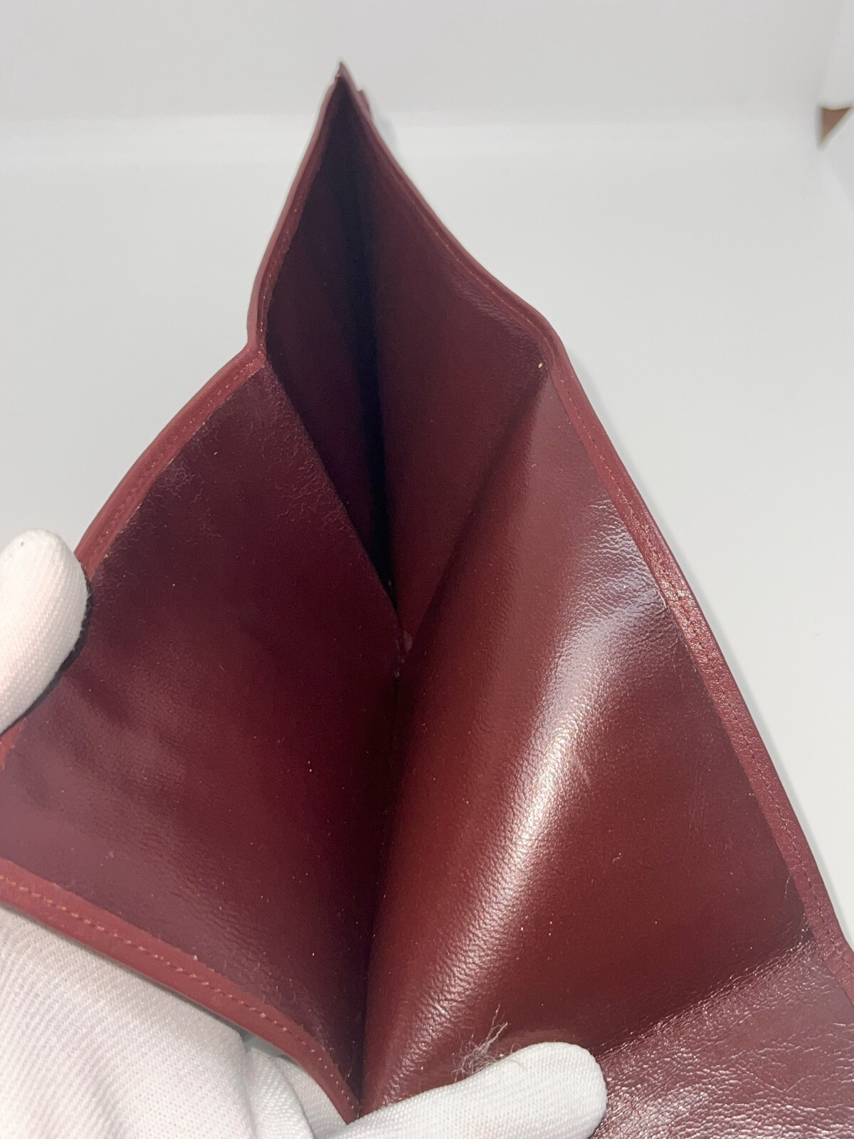 Authentic Cartier Wallet Purse Bordeaux Must Leather Red 14cm 10cm No Box Japan