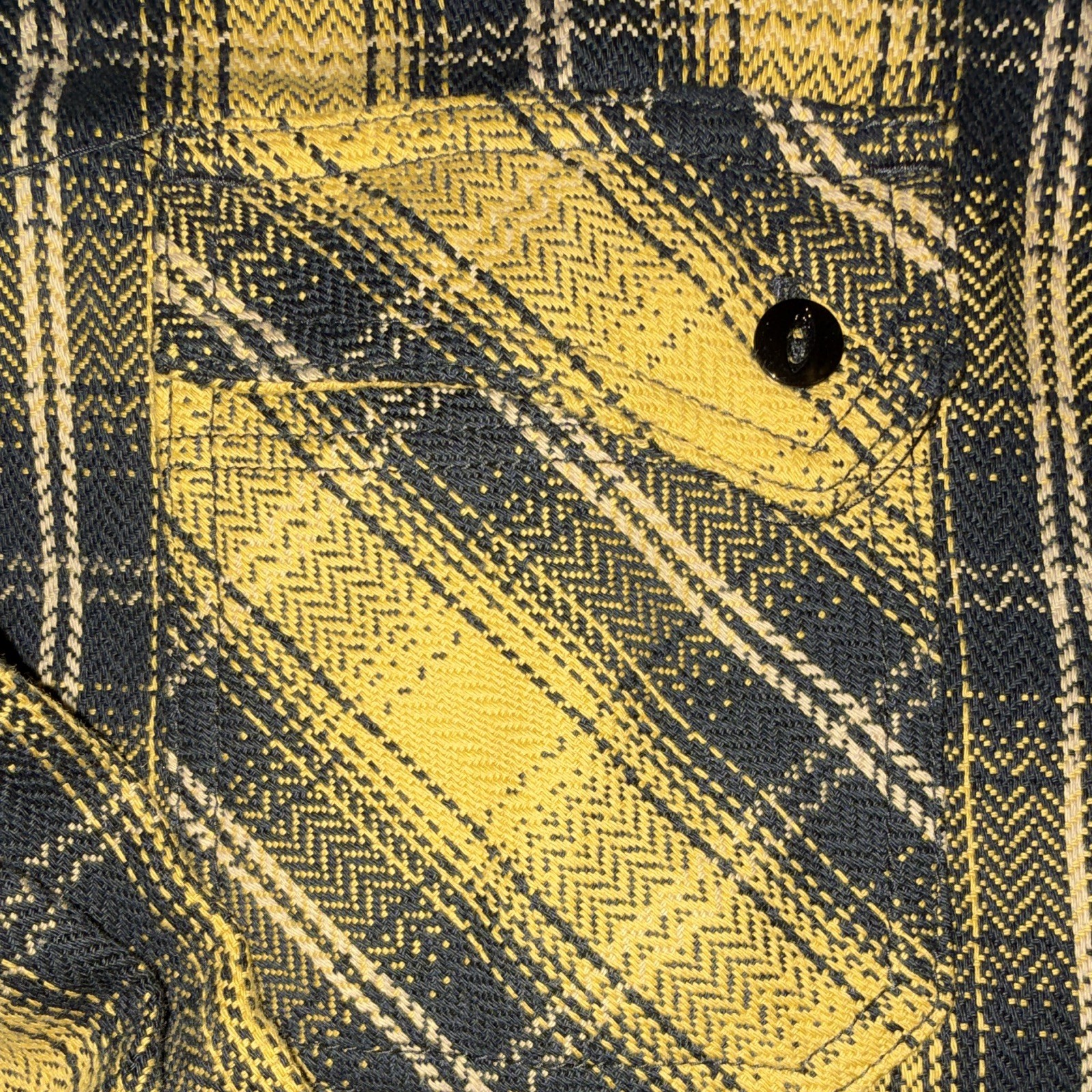 3Sixteen Crosscut Black/Yellow Plaid Blanket Flannel Button-Up Shirt 2XL