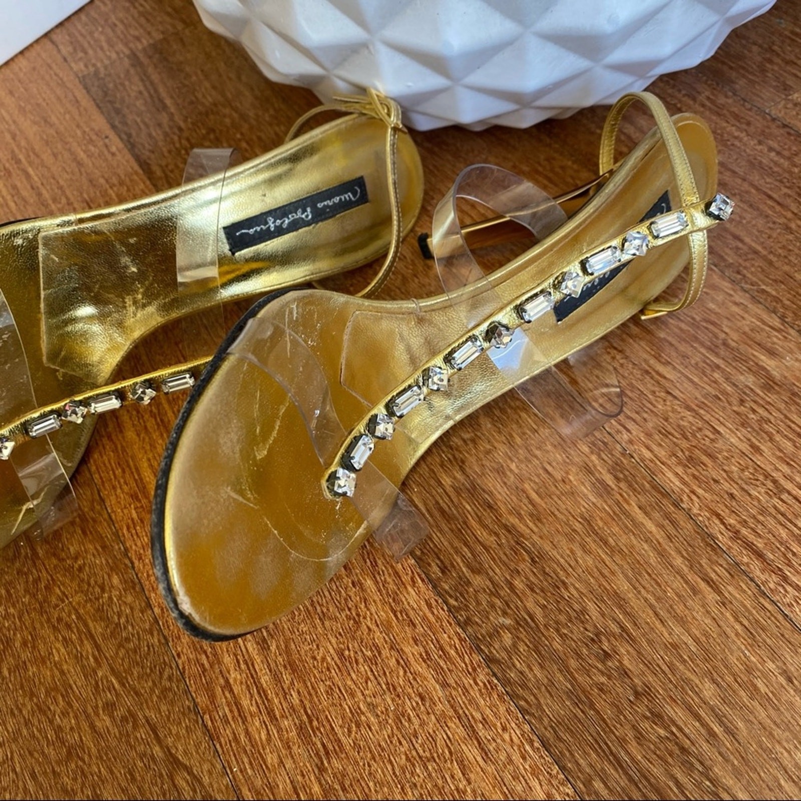 MARIO BOLOGUA Crystal Beads Clear Straps Fits size 8 (EU38)