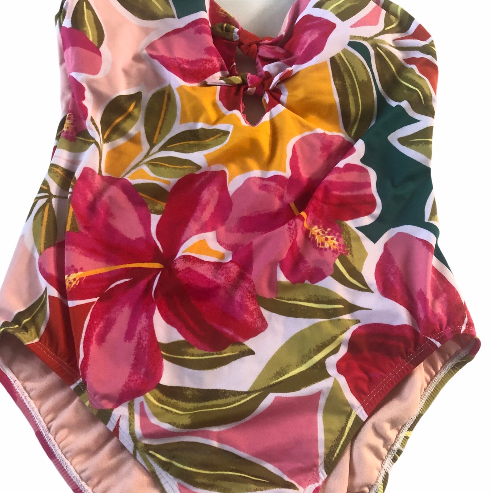 Beach Betty Miracle Brands Large One Piece Swimsuit Floral Knots Swim Pink #MQ15