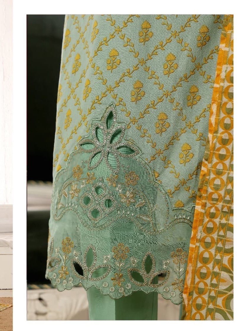 Bin Saeed Lawn Cotton 3 Pc Suit-premium Cut Work Emb- Aline Style-M & L – $44