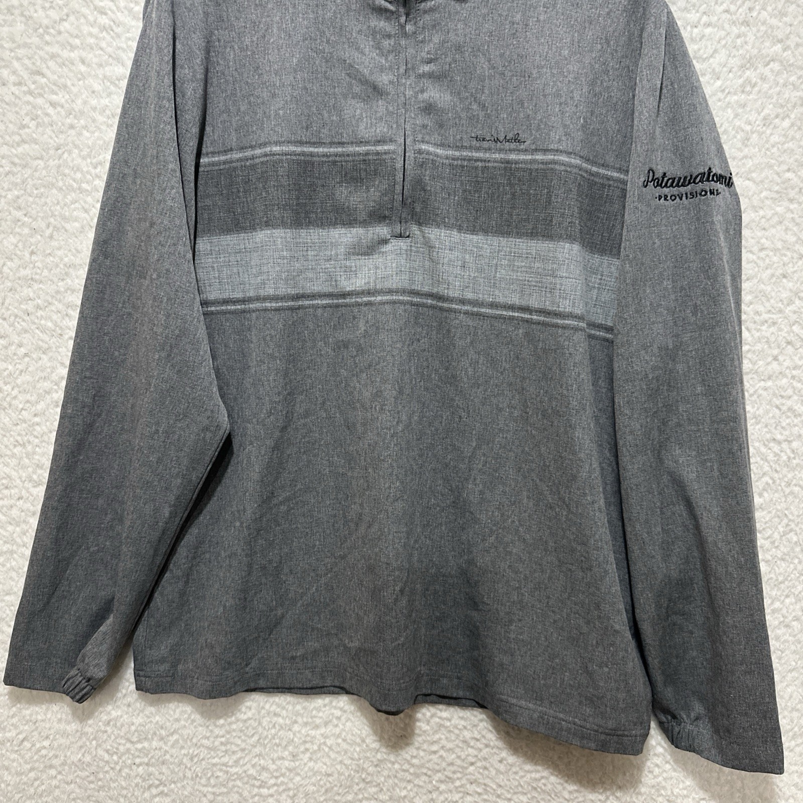 Travis Mathew Jacket Gray Golf Performance 1/4 Zip Embroidered Logo Company Sz L
