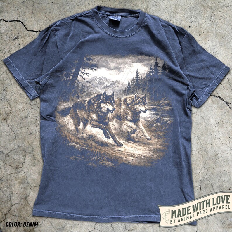 Wolves Running Vintage Wolf Graphic Comfort Tee Animal Nature Pack