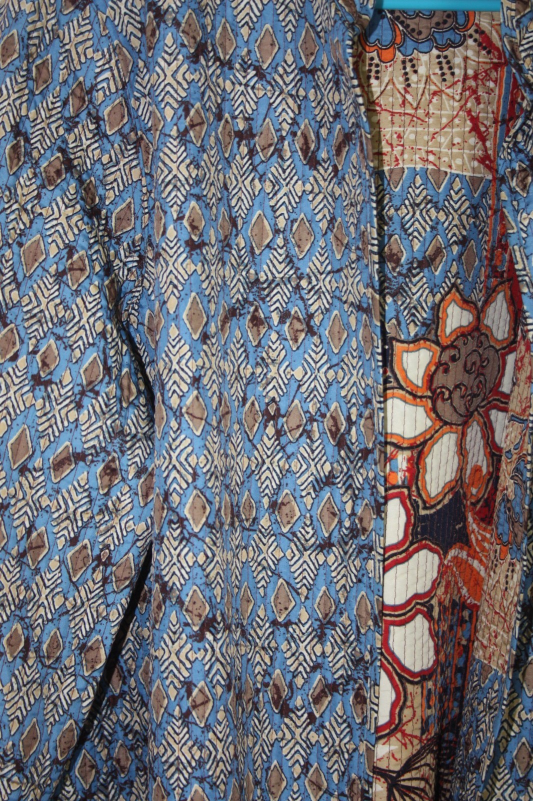 Reversible Quilted Patchwork Jacket Womens Boho Artisan Floral Geometric Opn Frt