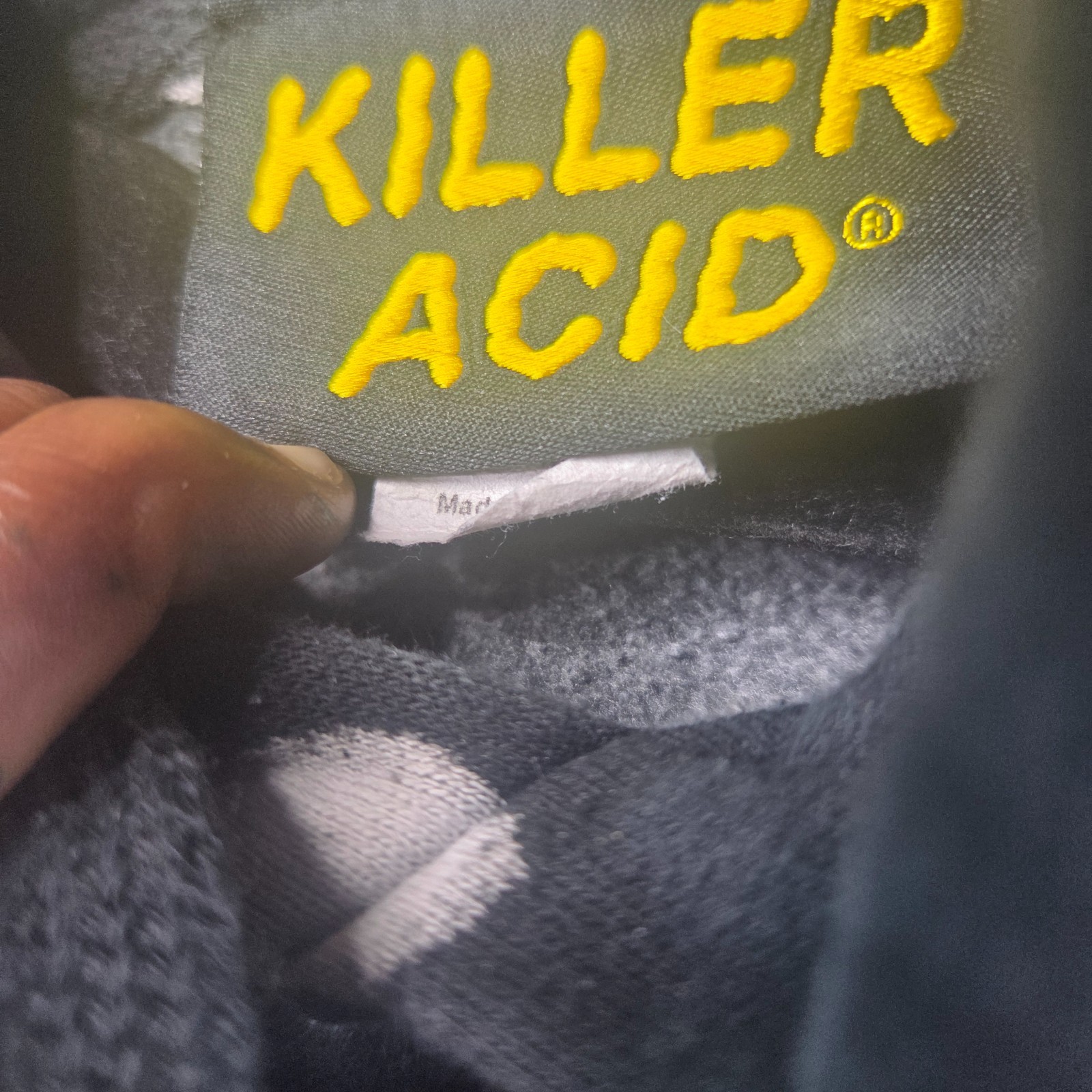 Killer Acid Bleach Dye Hoodie Medium Black White Graphic Skull Pullover