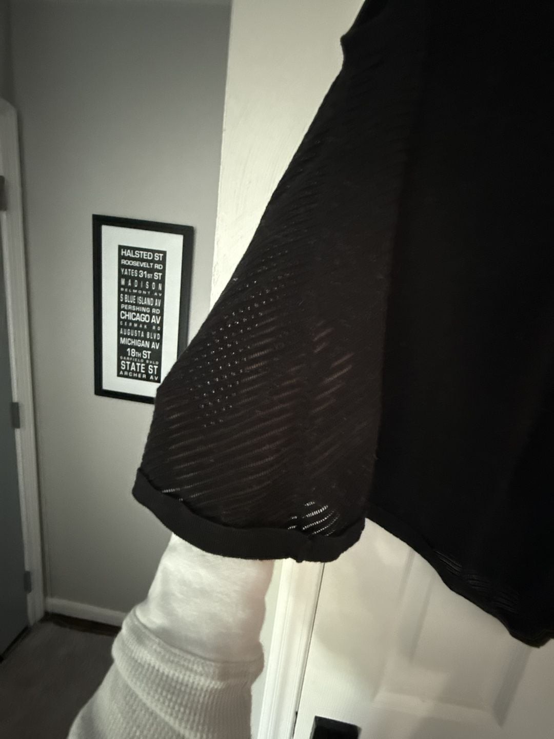 AllSaints Grid Tee Asymmetric Mesh Knit Top