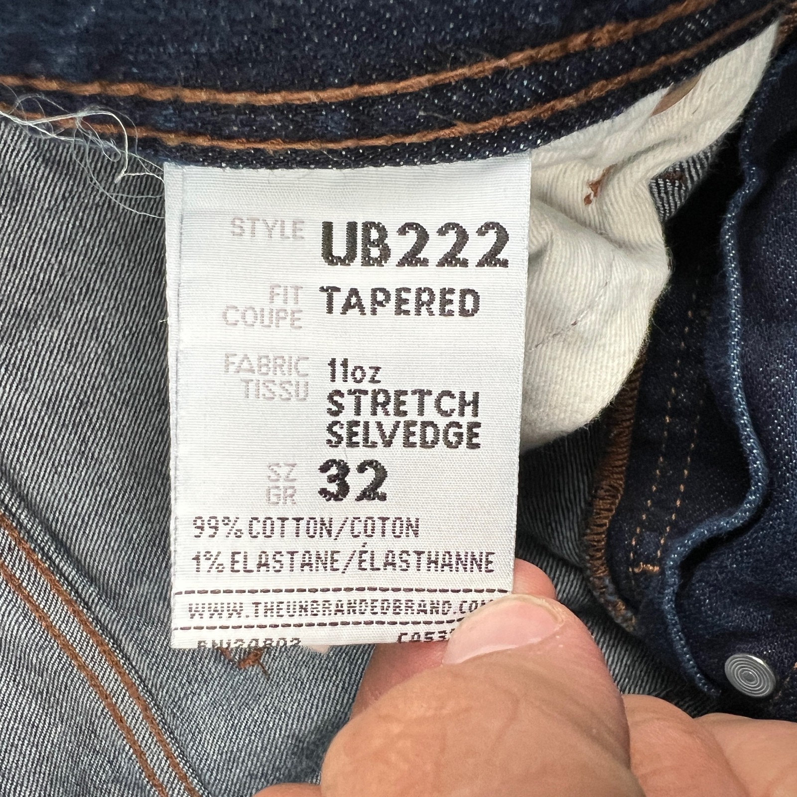 Unbranded UB222 Tapered Selvedge 11oz Jeans Stretch Denim 32×32 Mens Blue