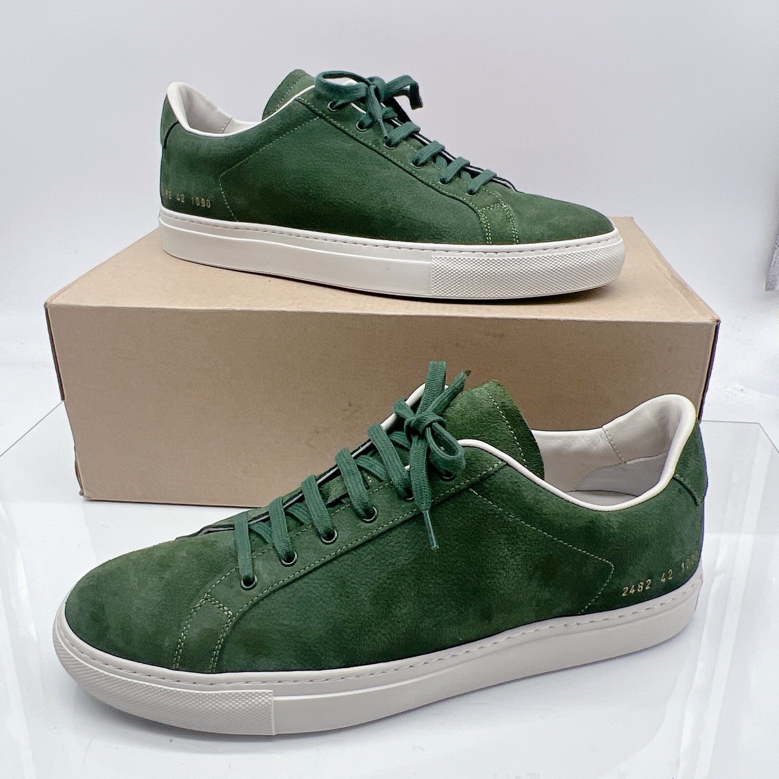 Common Projects Retro Men’s Fashion Sneakers Green White Nubuck EU 42 US 9