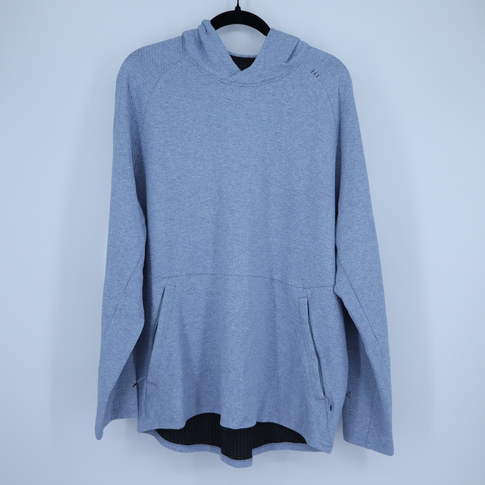 Lululemon At Ease Hoodie Heathered Chambray Black Textured Knit Men’s XL