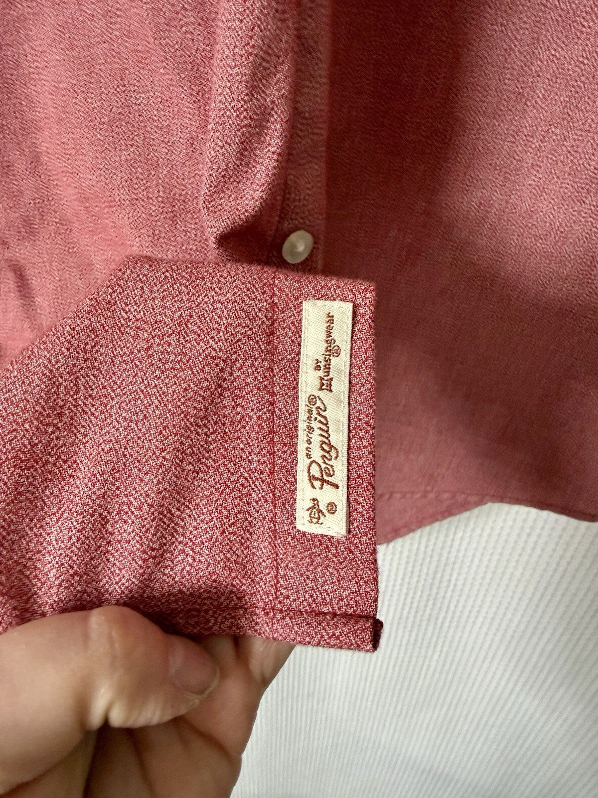 Original Penguin Heritage Slim Fit Men’s Red Solid SS Button-Up BD Collar M