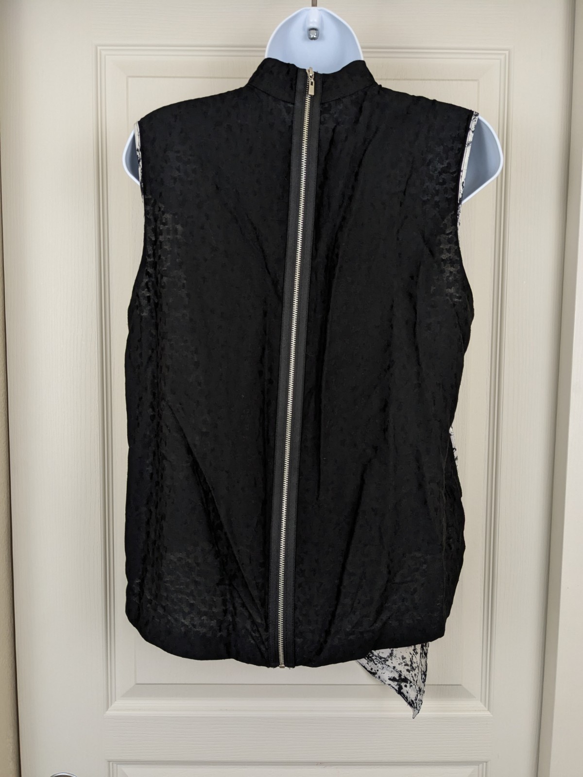 New Robert Rodriguez Sleeveless Silk Blend Blouse Asymmetrical White Black Sz 2