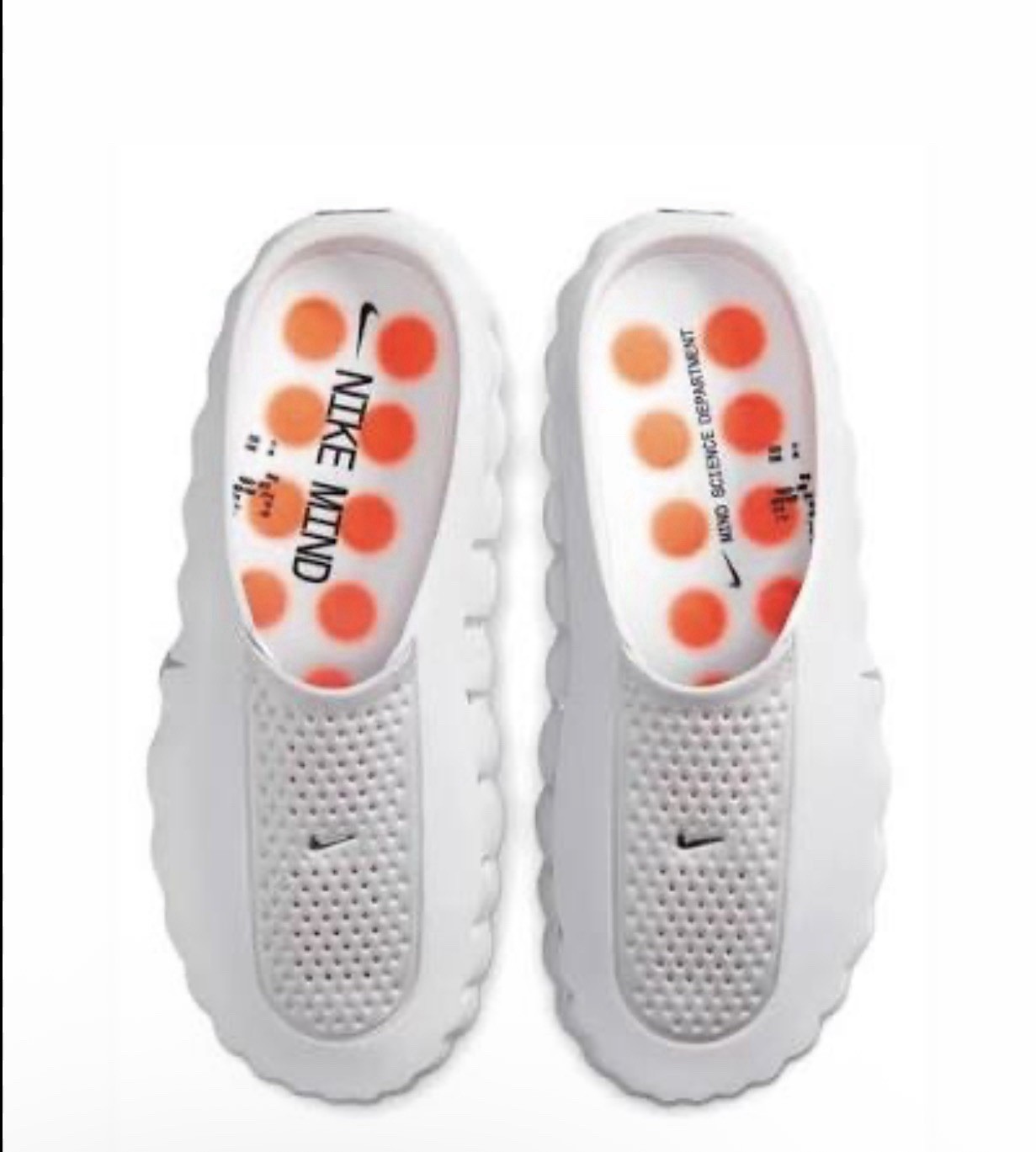 Nike Men’s Slide Sandals White/Orange Logo Slip-On Plastic Comfort US 11.5