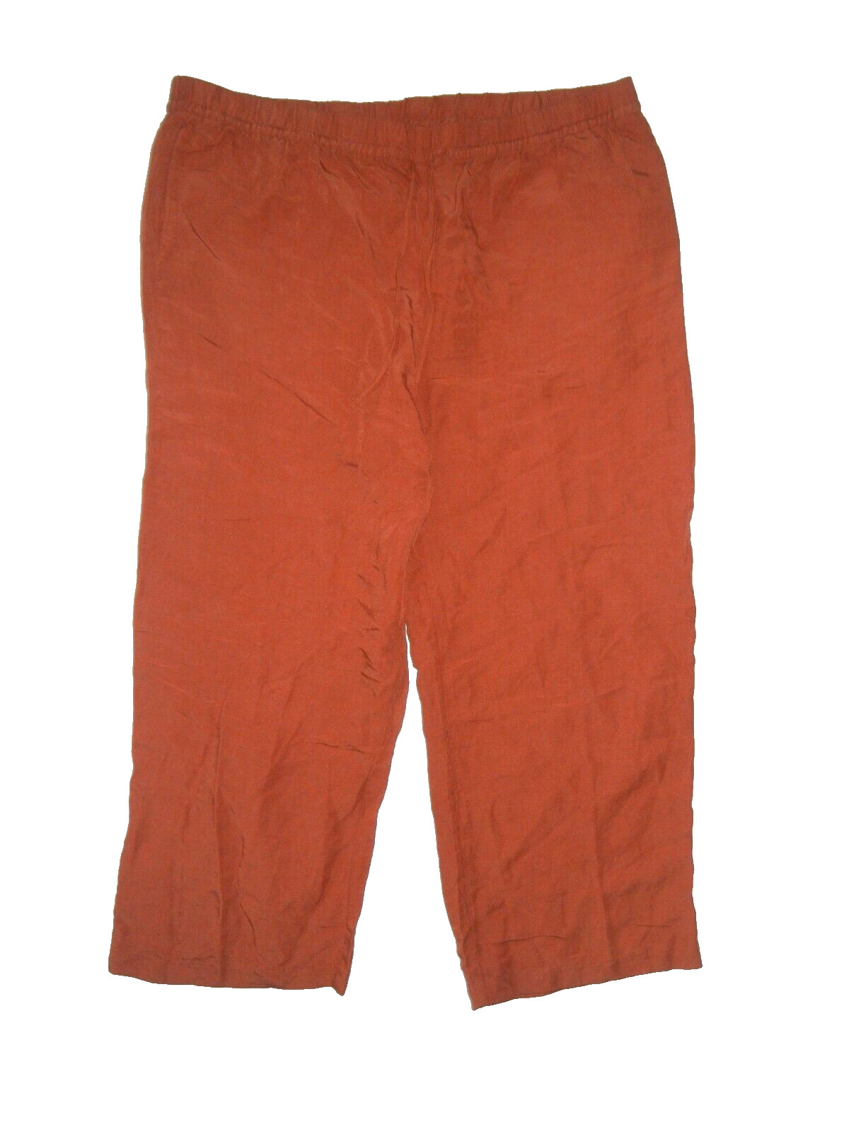 H&M Bright Red LINEN-BLEND WIDE-LEG PANTS Casual Elastic Waist Women’s XXL New!