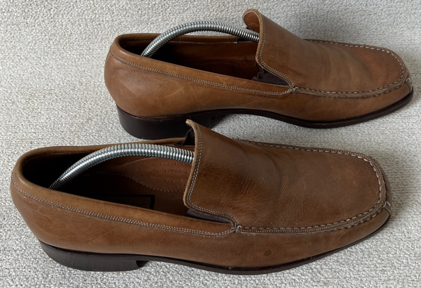 Emilio Bianco Loafer Mens 10.5 Brown Leather Square Toe Slip On Dress Shoe