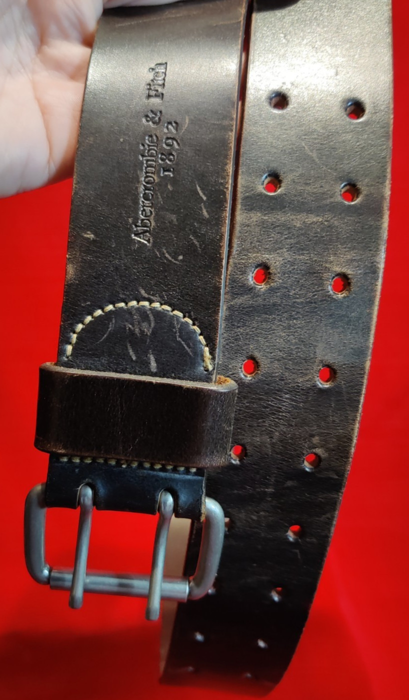 Abercrombie & Fitch Mens 34″ Brown Bridle Leather Double Prong Made in England