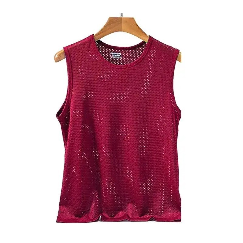 Men’s Ice Silk Mesh Tank Top Gym Stringer Fitness Vest Sleeveless Muscle Shirt