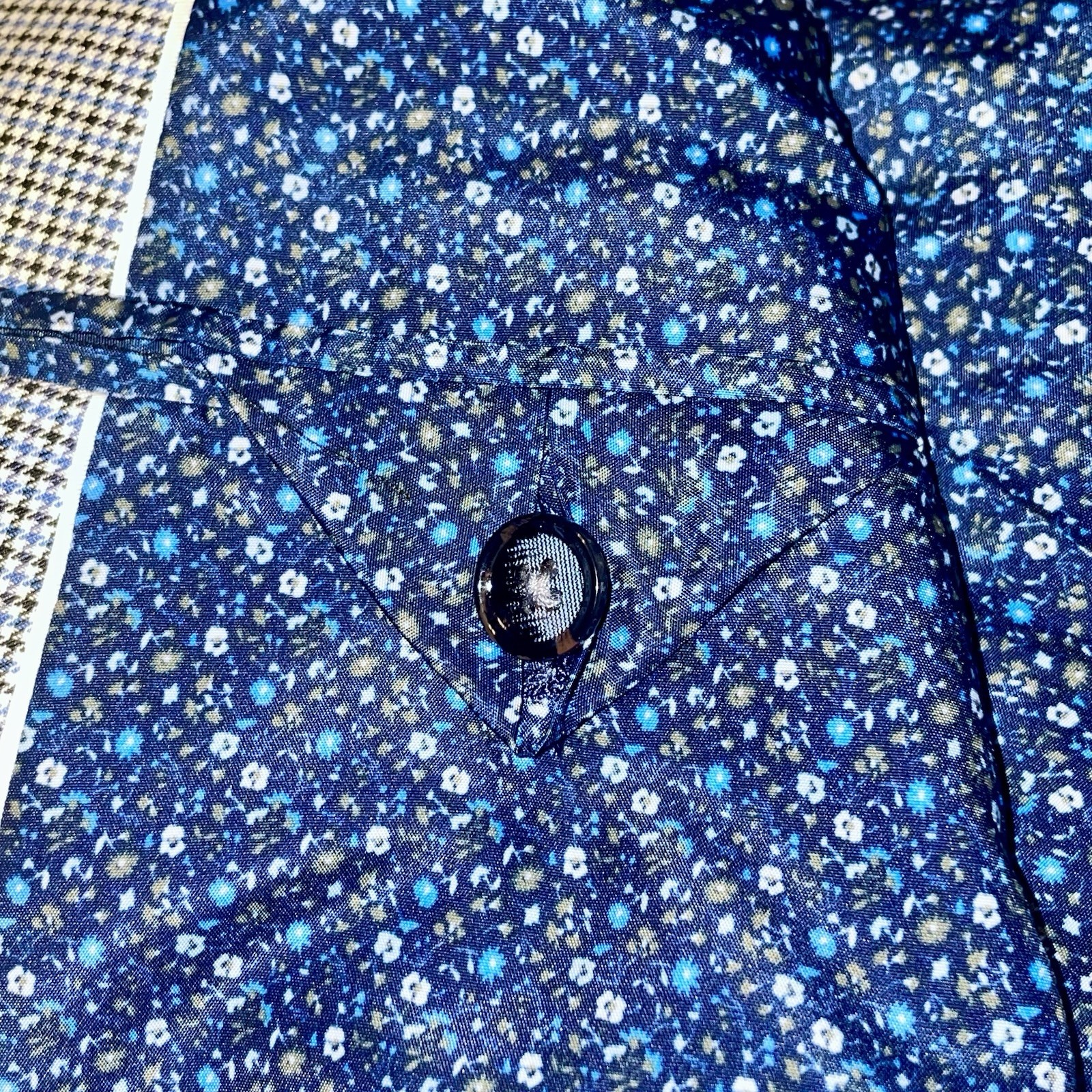 Alan Flusser Blue Check Floral Liner PolyBlend Mens•48R SportsCoat Jacket Blazer