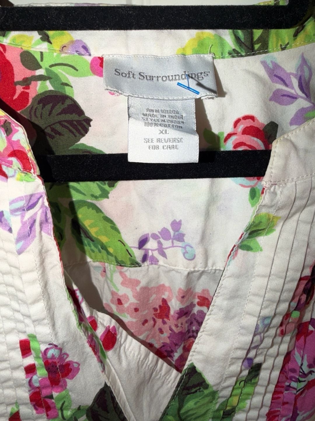 Soft Surroundings XL Romantic Floral Tunic Blouse 🌺 Cottagecore Boho Oversize