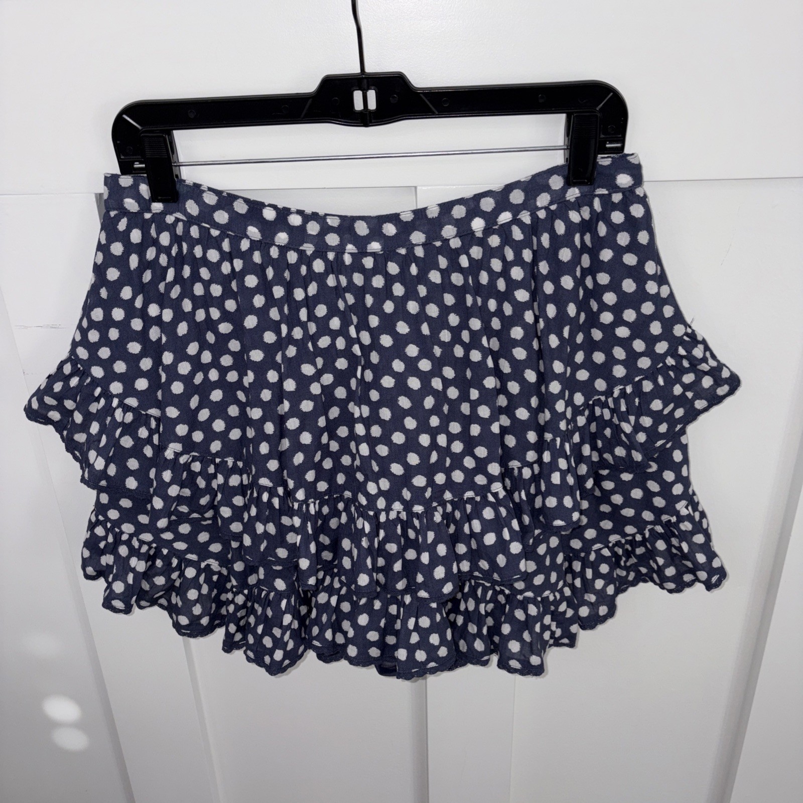 NWT Aerie Tiered Polka Dot Skort-Large-Blue/gray Color W/white Dots-pull On-lace